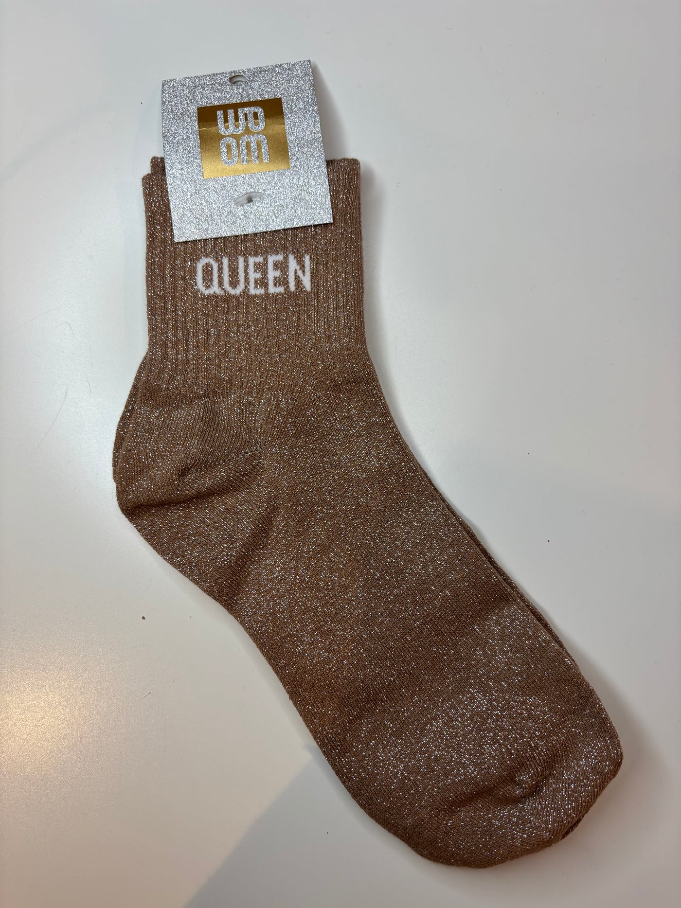 Chaussettes courtes à paillettes queen - taupe