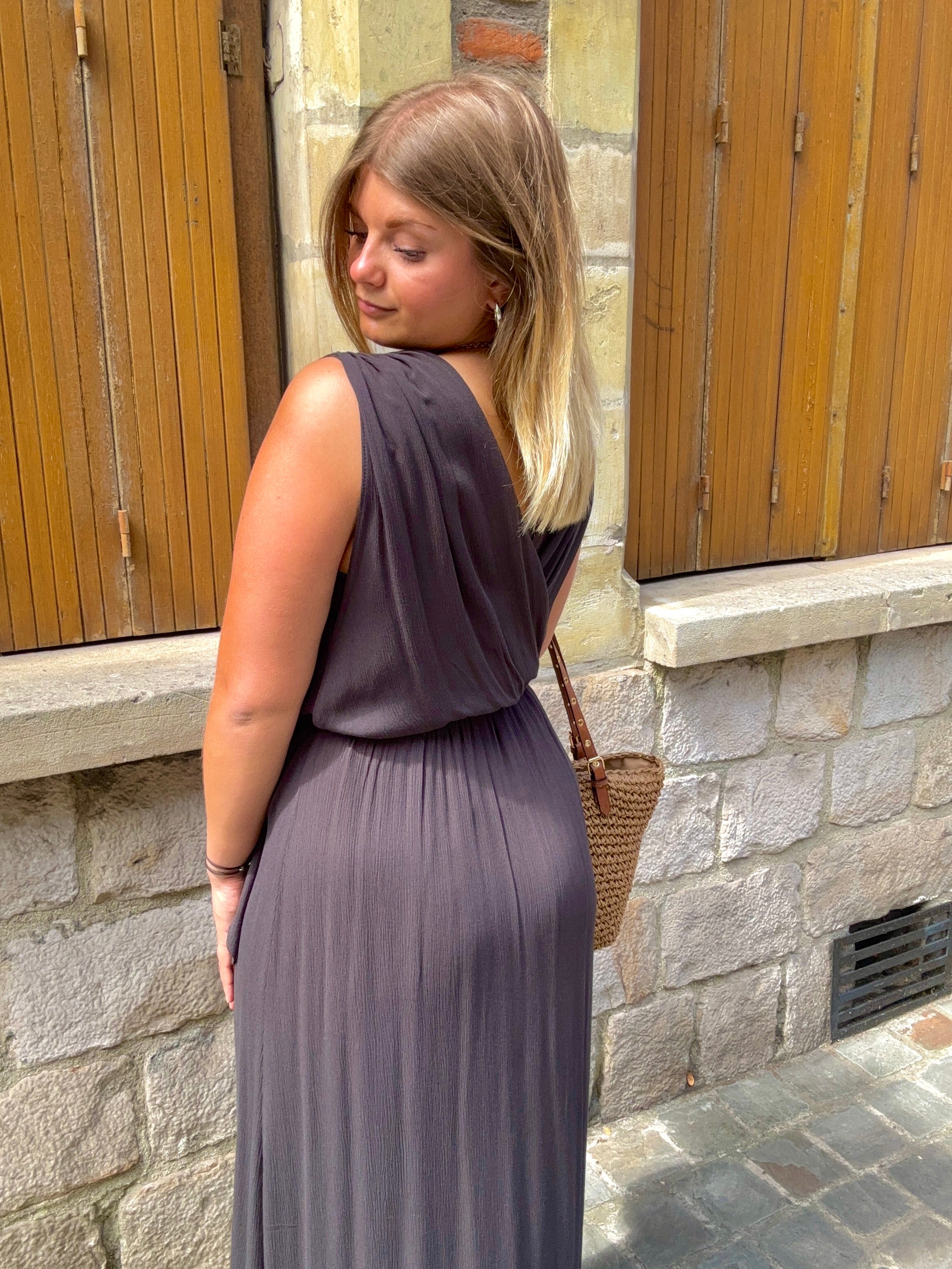 ROBE LONGUE ANTHRACITE REGIS