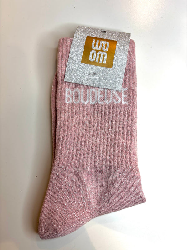 Chaussettes à paillettes boudeuse - rose
