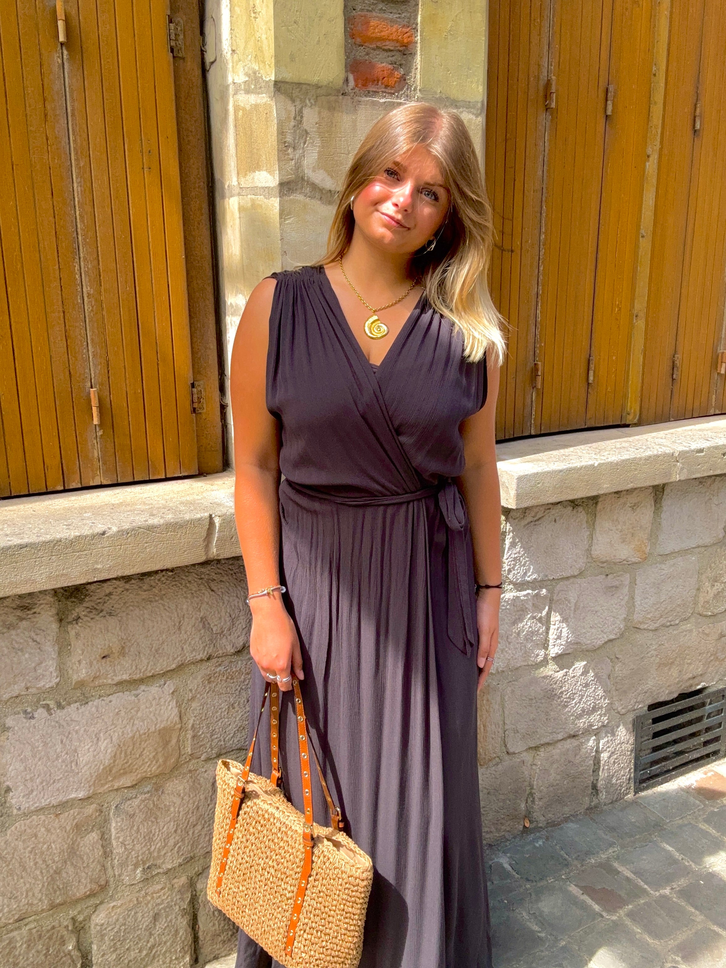 ROBE LONGUE ANTHRACITE REGIS