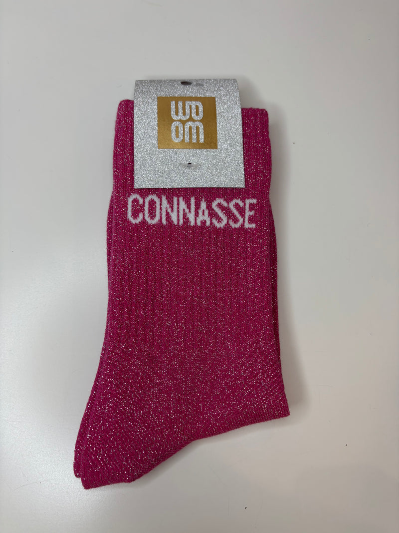 Chaussettes à paillettes CONNASSE - rose fuschia