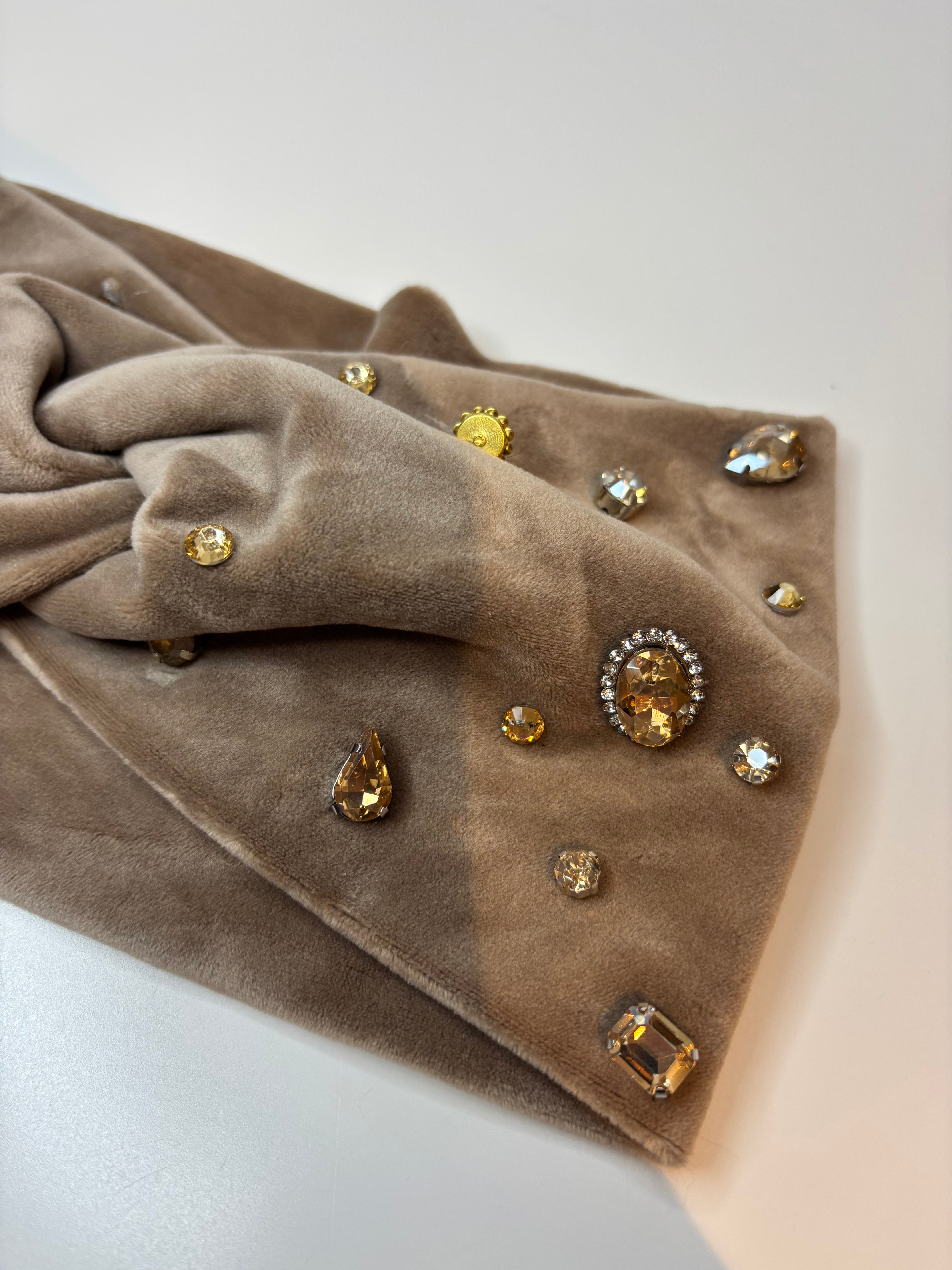 Headband taupe à strass