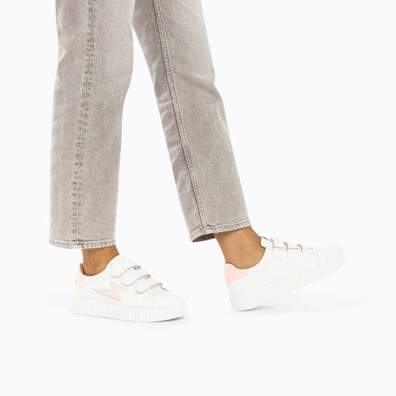 Baskets éclair Vicky blanc et rose VANESSA WU