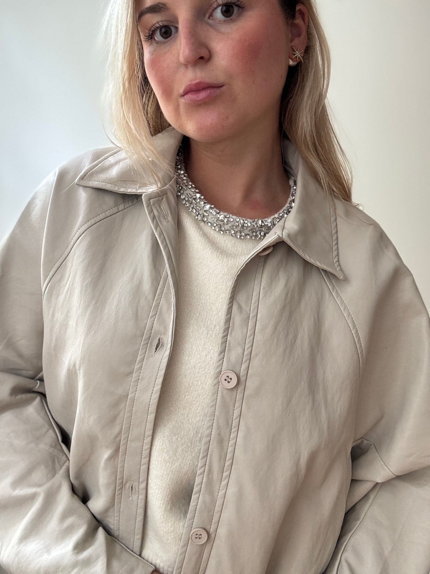 Veste simili cuir ADORÉE beige