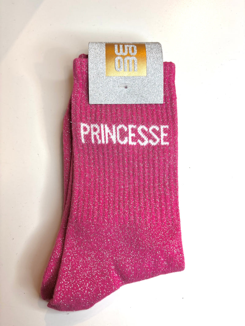 Chaussettes à paillettes princesse - fuschia