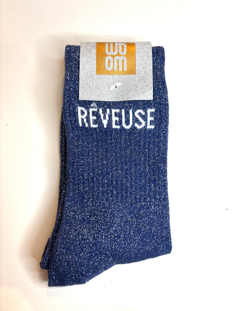 Chaussettes à paillettes rêveuse - bleu