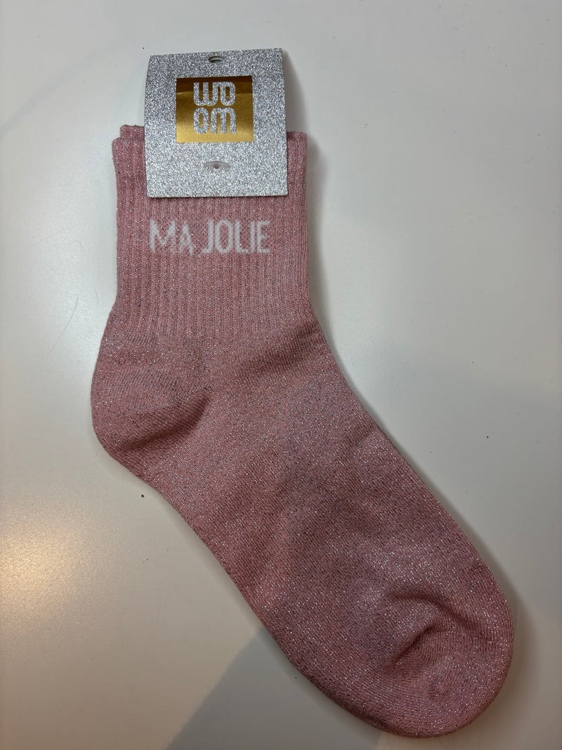 Chaussettes courtes à paillettes ma jolie - rose