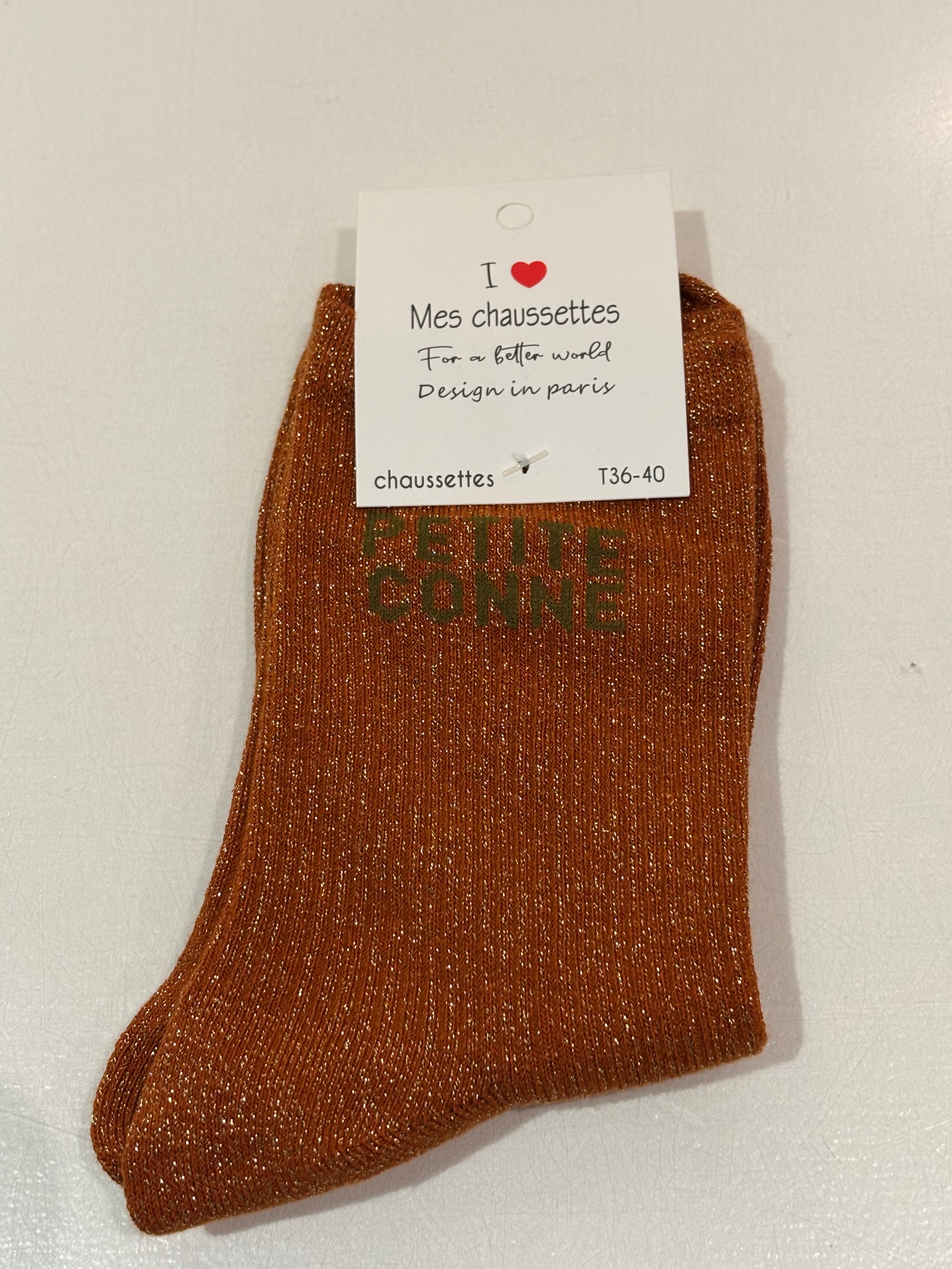 Chaussettes à paillettes orange - Petite Conne