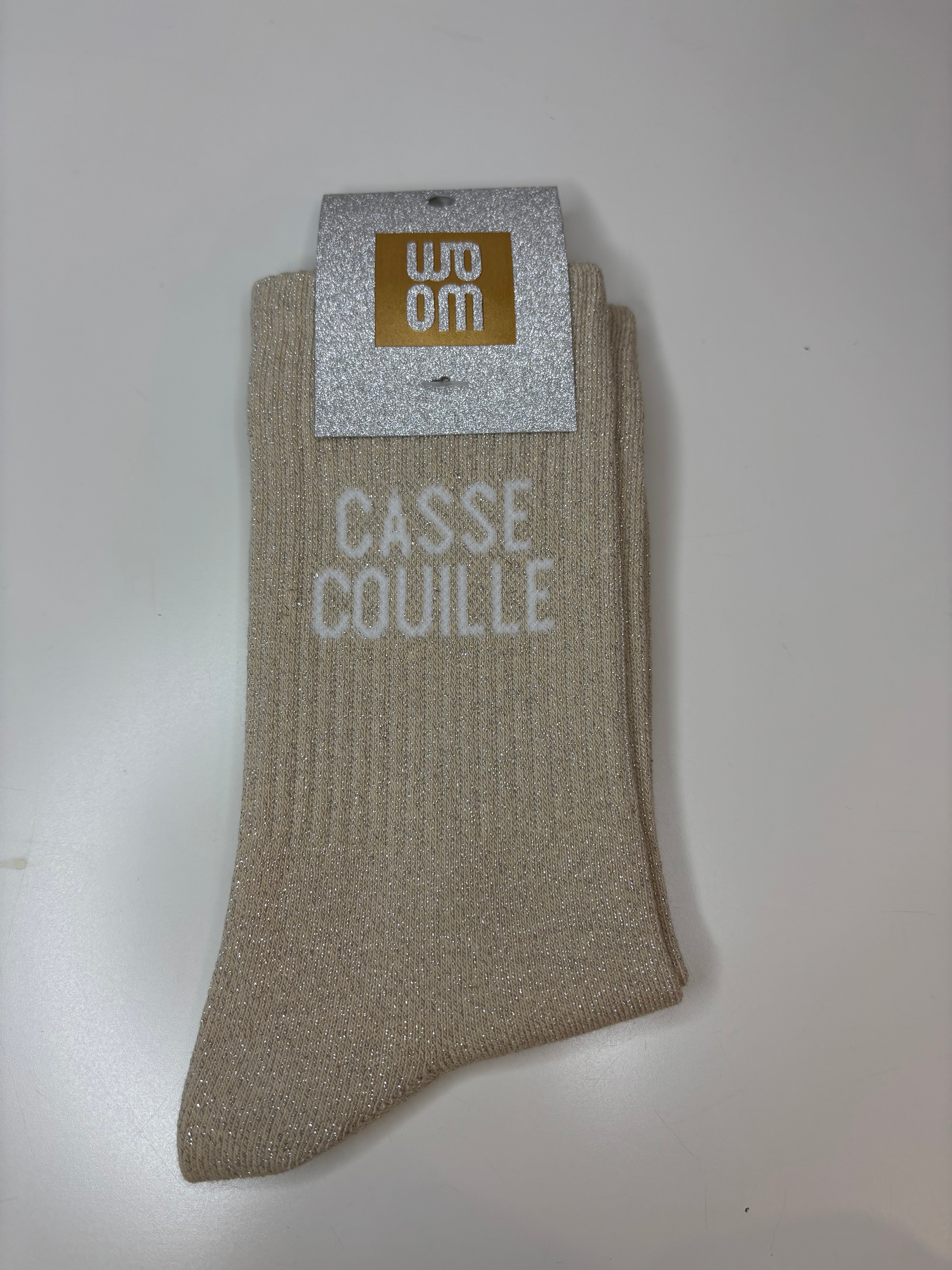 Chaussettes à paillettes CASSE COUILLE - beige