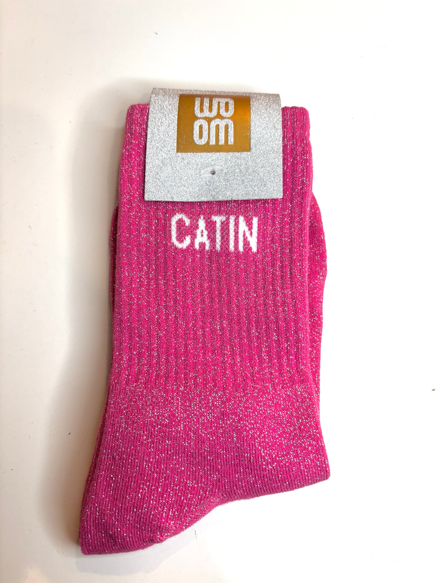 Chaussettes à paillettes catin - fuschia