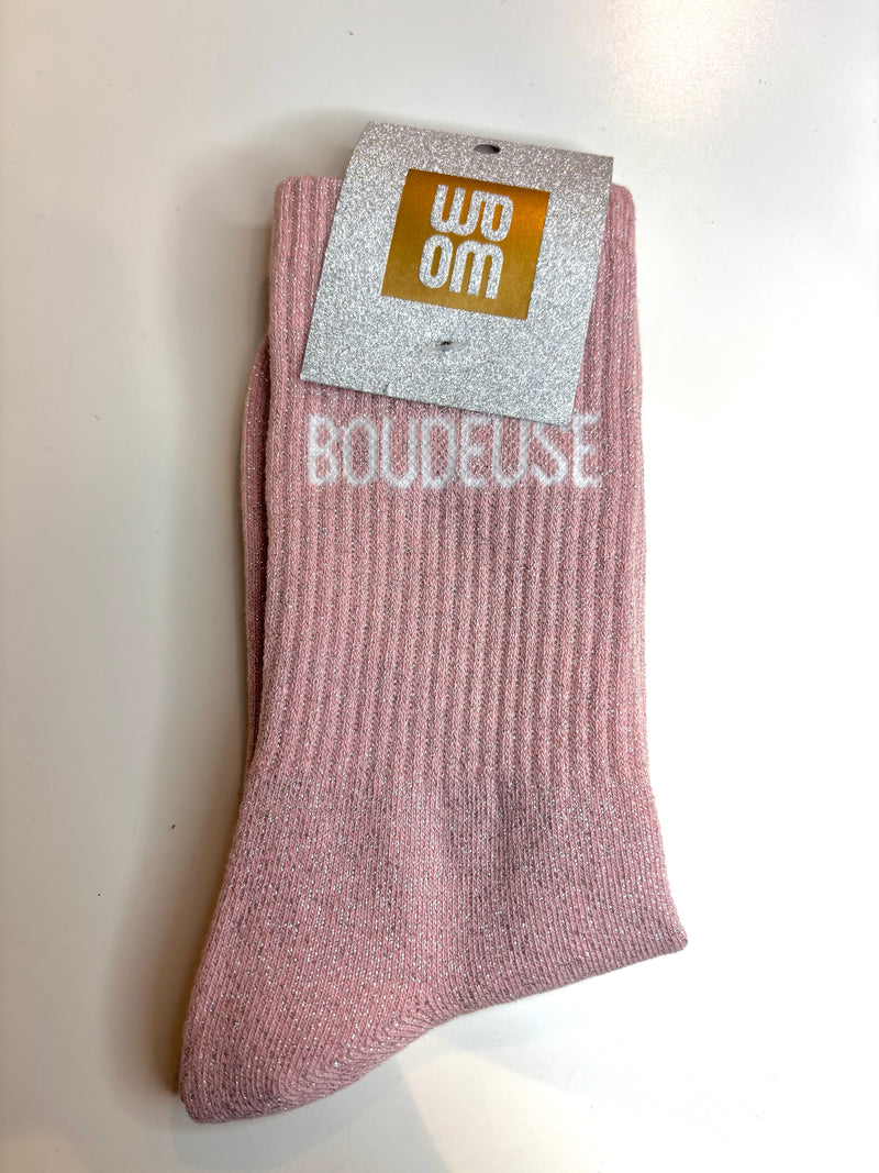 Chaussettes à paillettes boudeuse - rose