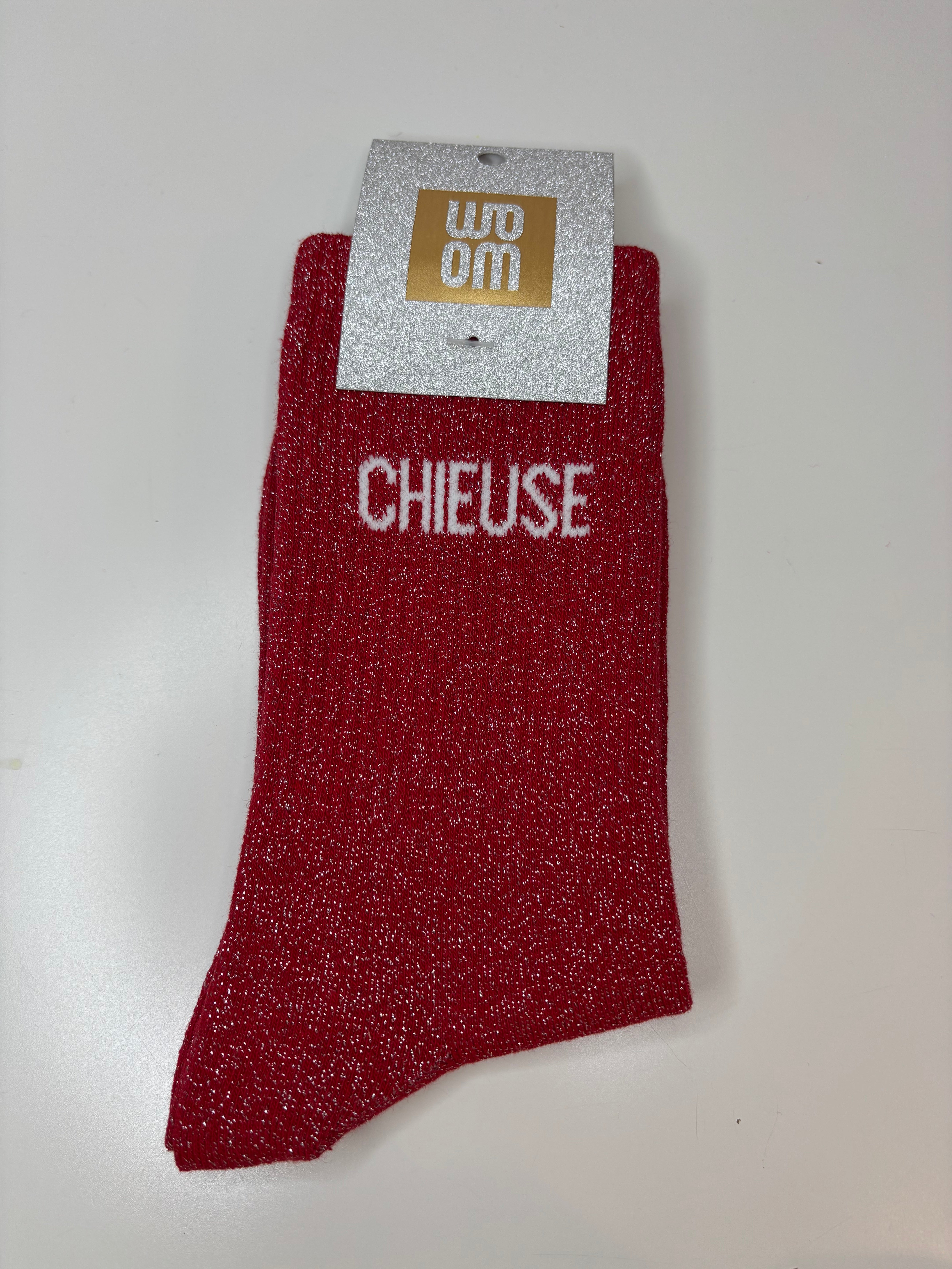 Chaussettes à paillettes CHIEUSE - rouge