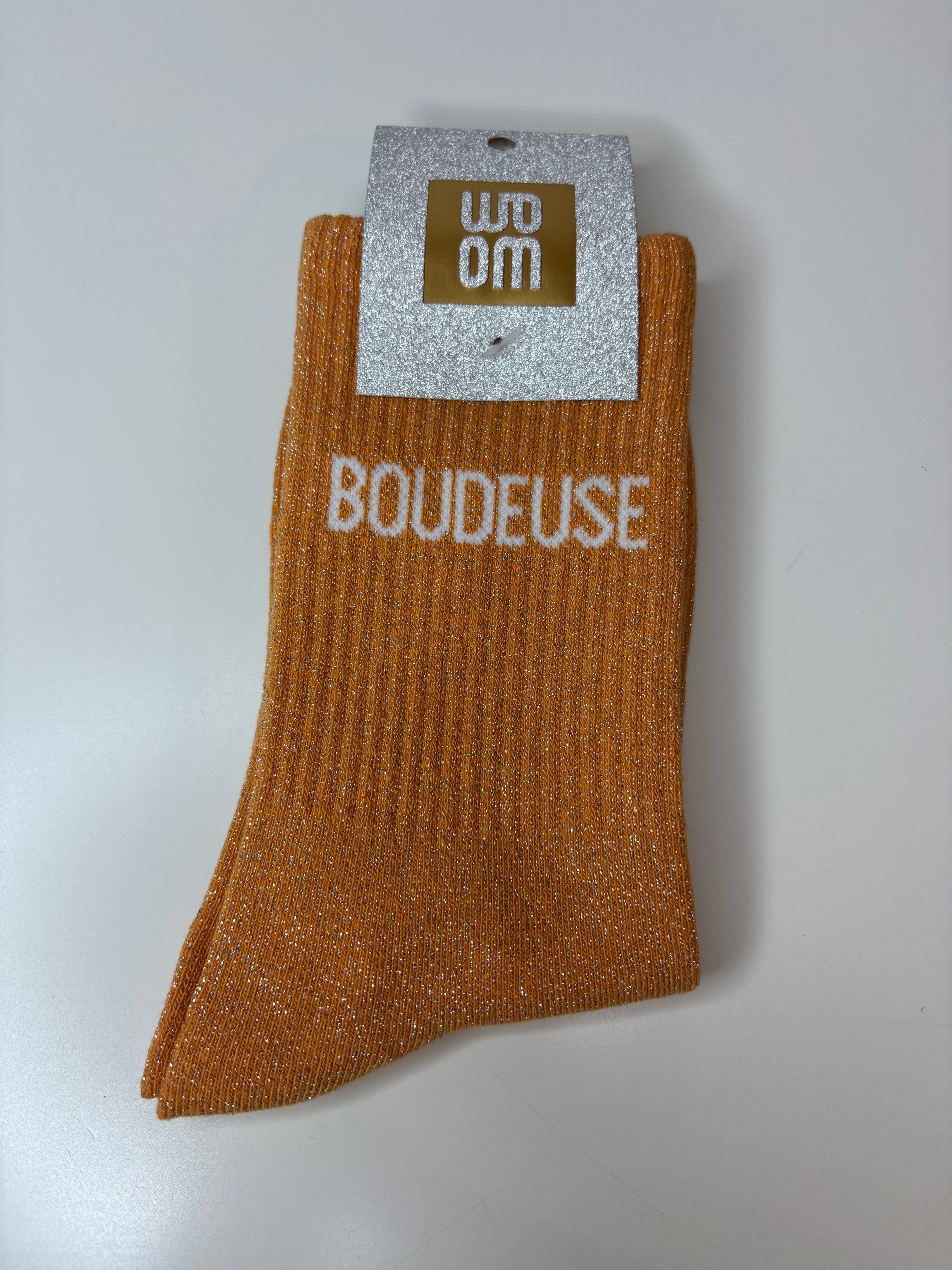 Chaussettes à paillettes orange - boudeuse