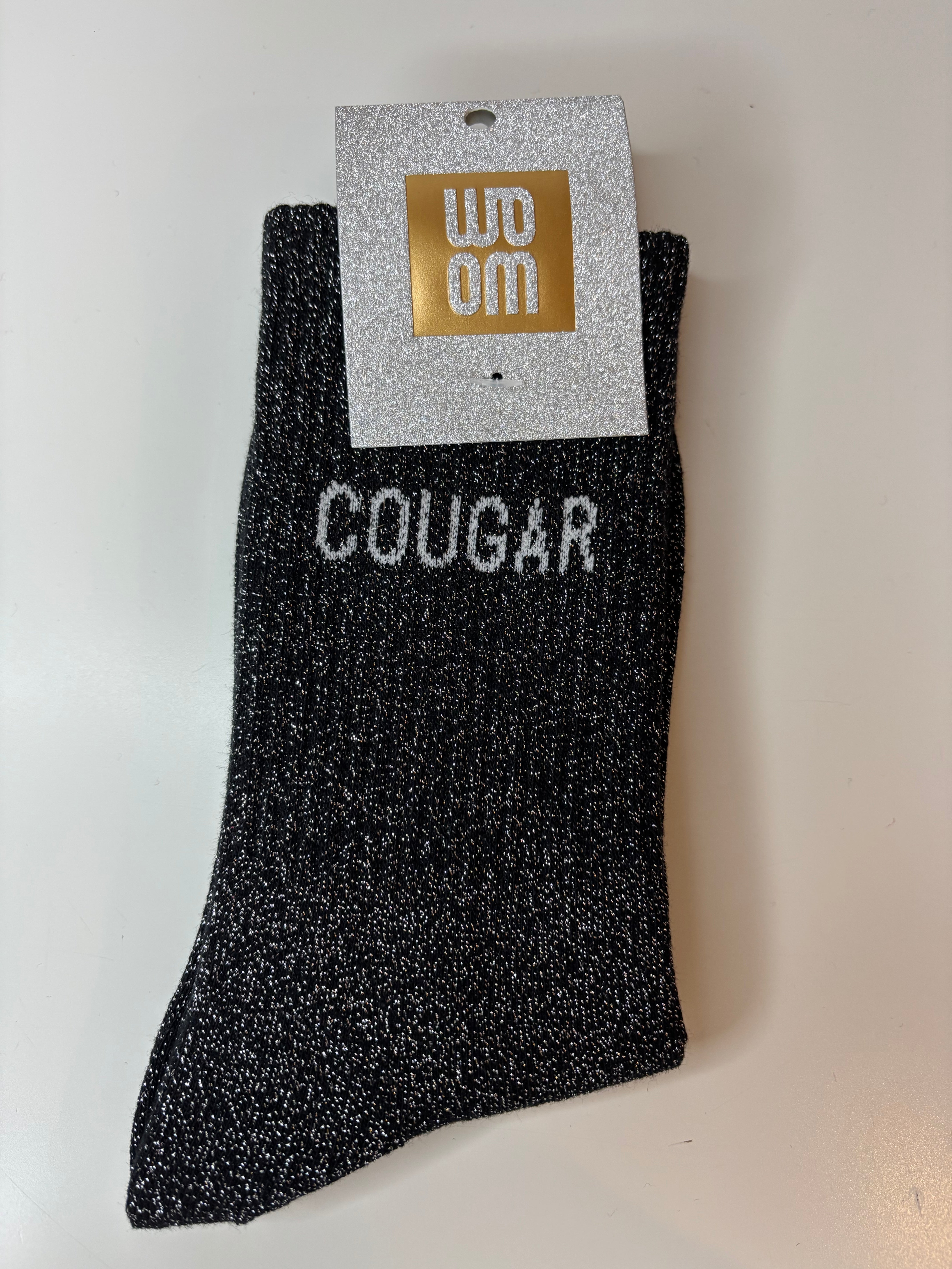 Chaussettes à paillettes noires - cougar