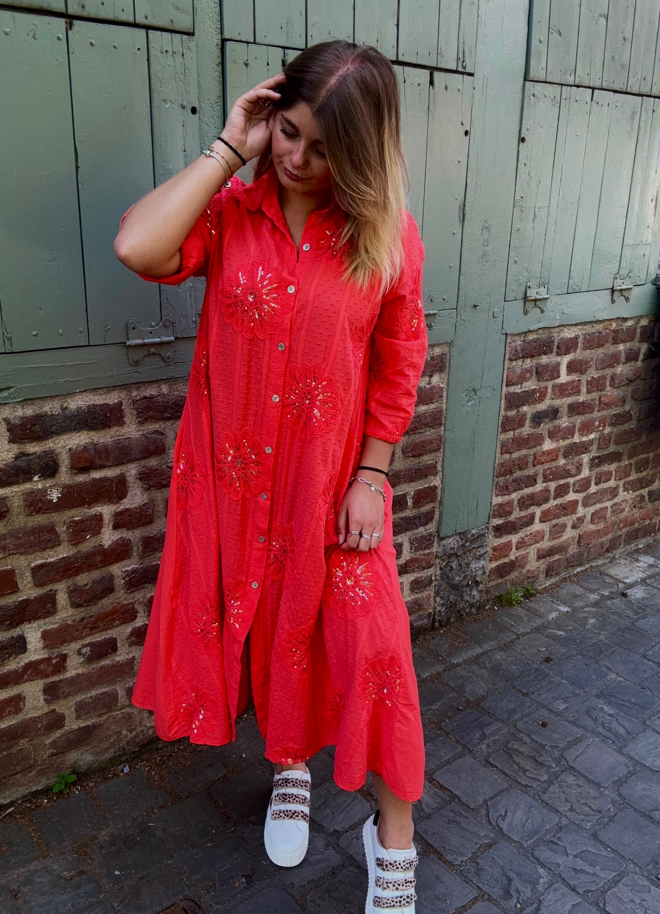 Robe longue orange