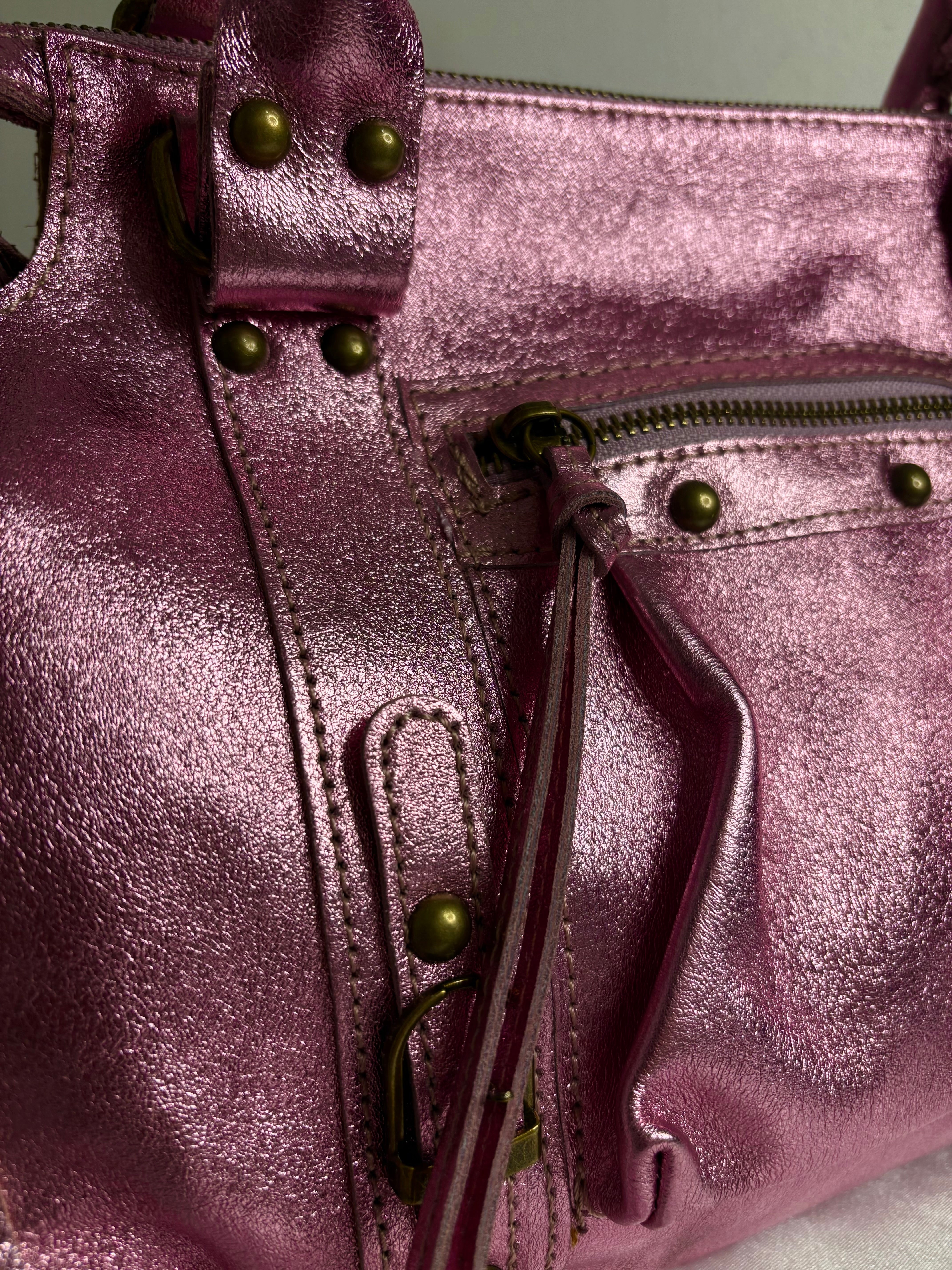 Sac frange rose irisé