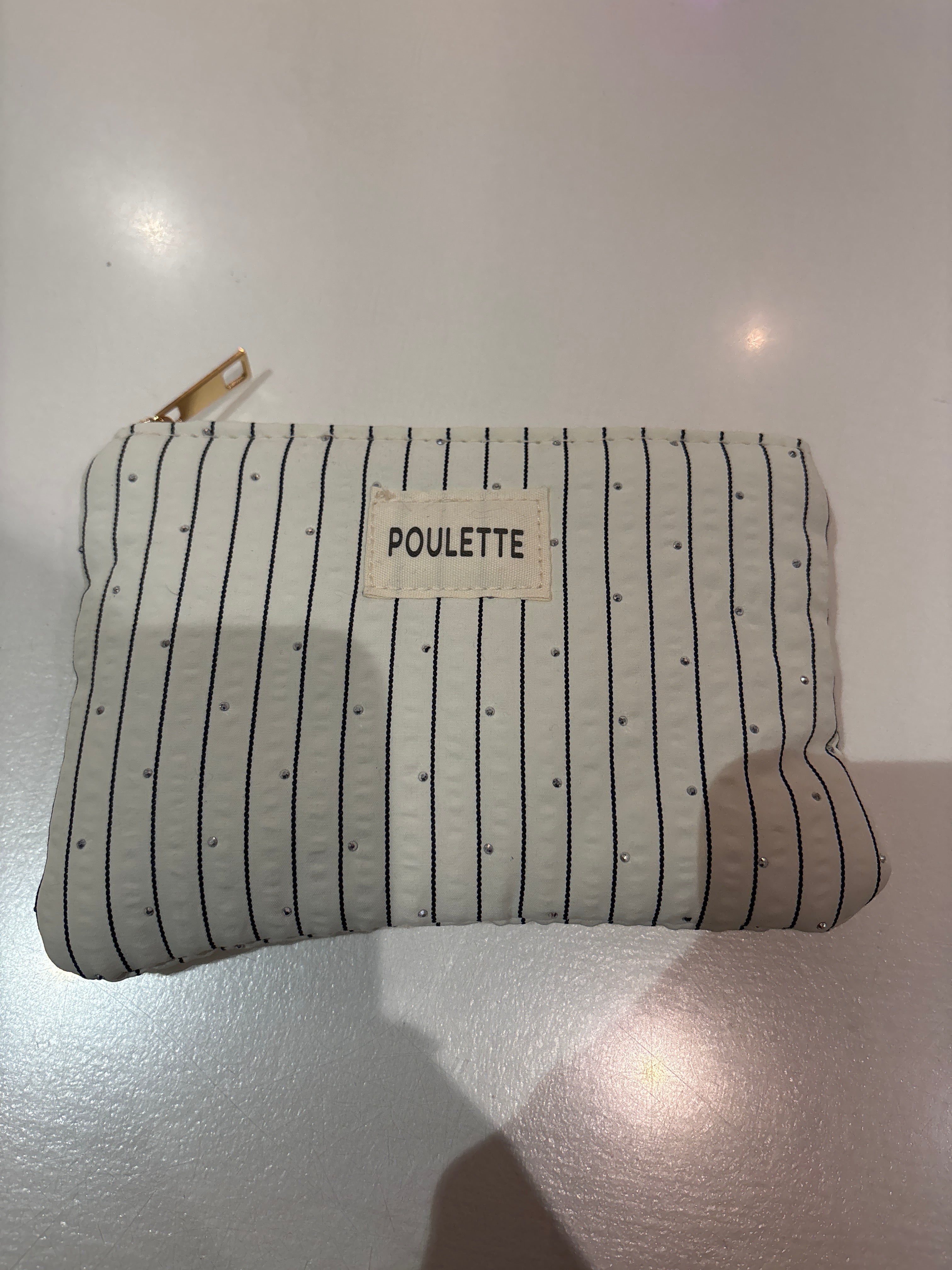 Pochette en coton à rayures avec des strasses