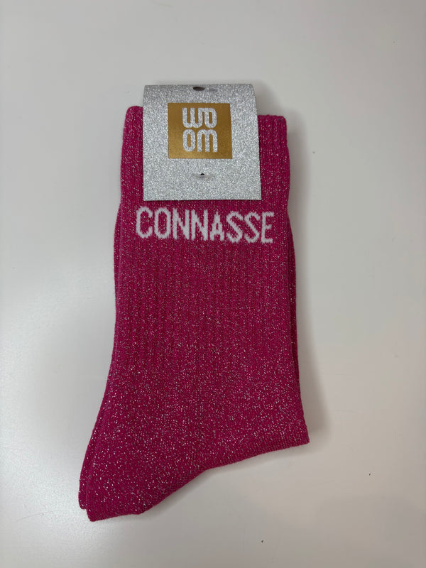 Chaussettes à paillettes CONNASSE - rose fuschia