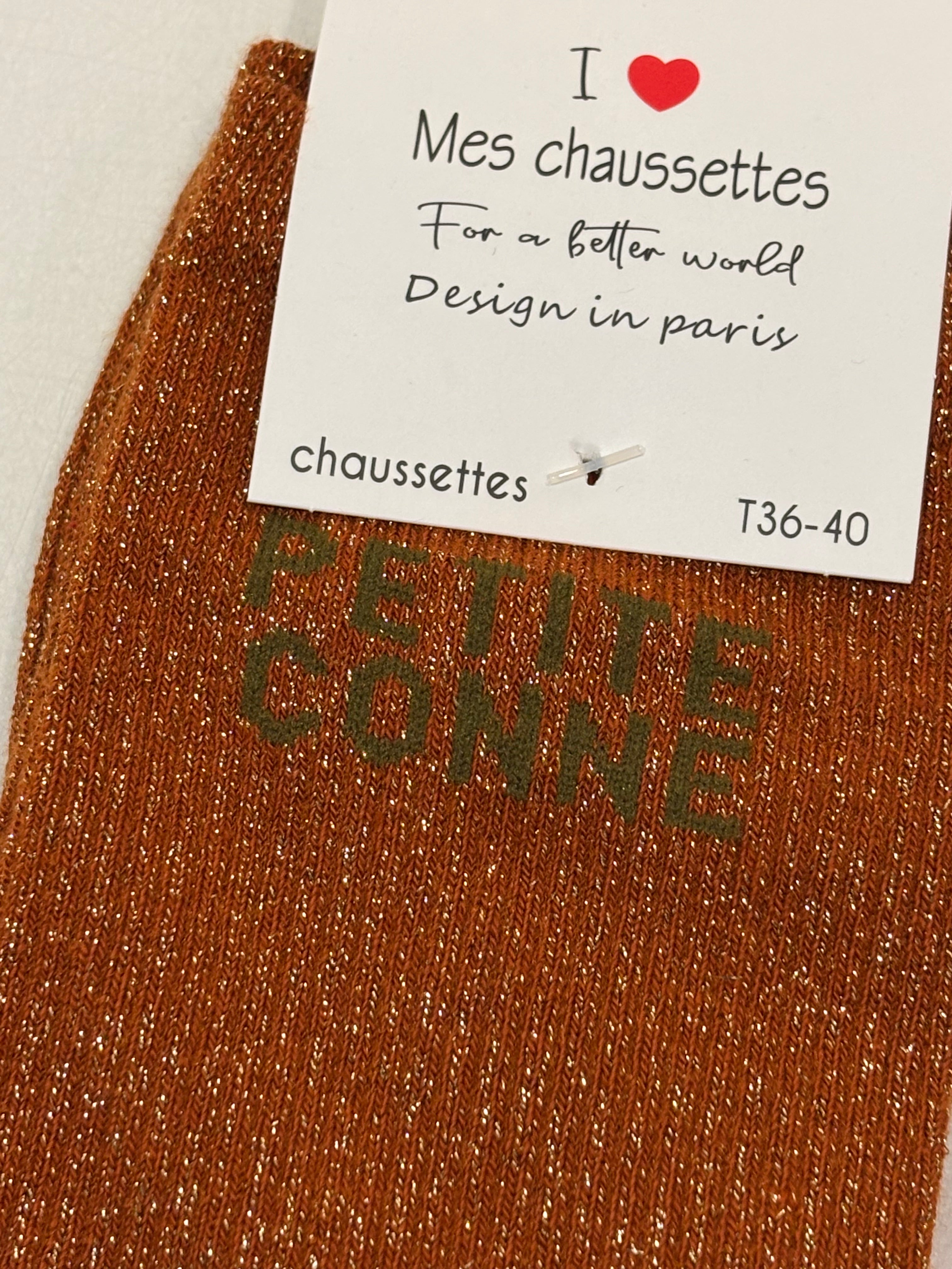 Chaussettes à paillettes orange - Petite Conne