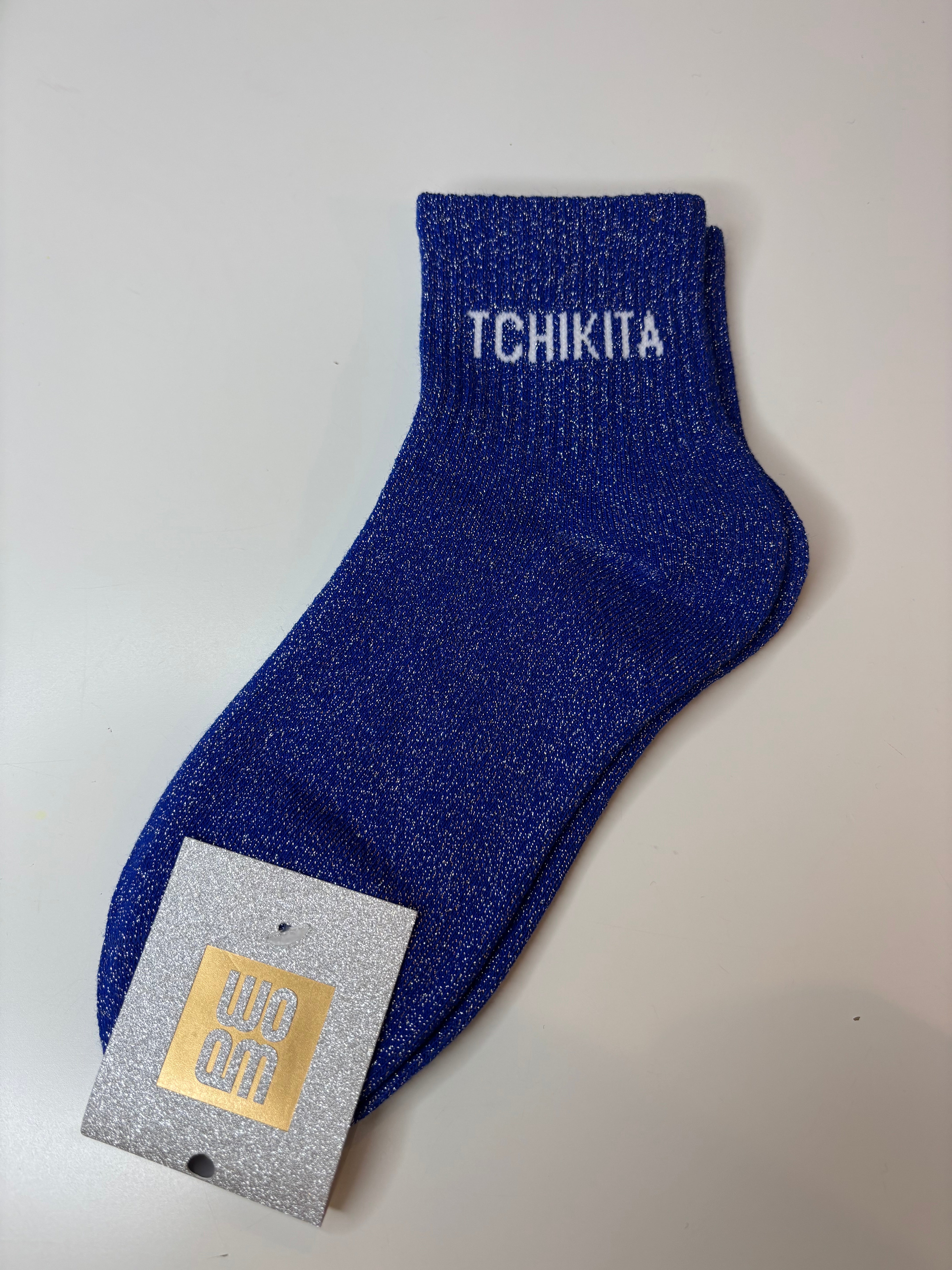 Chaussettes courtes à paillettes TCHIKITA - bleu électrique