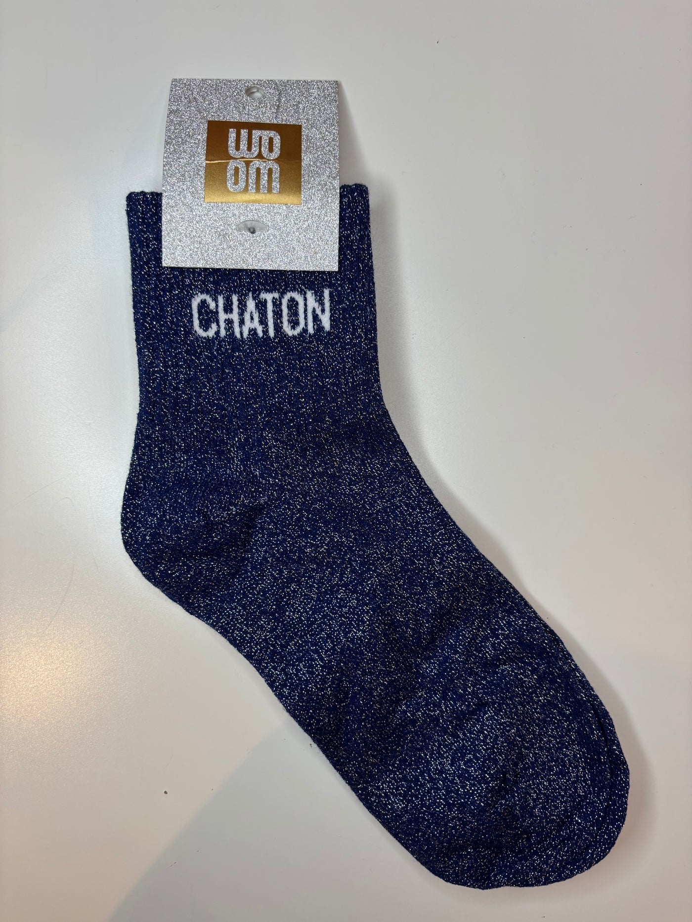 Chaussettes courtes à paillettes chaton - bleu
