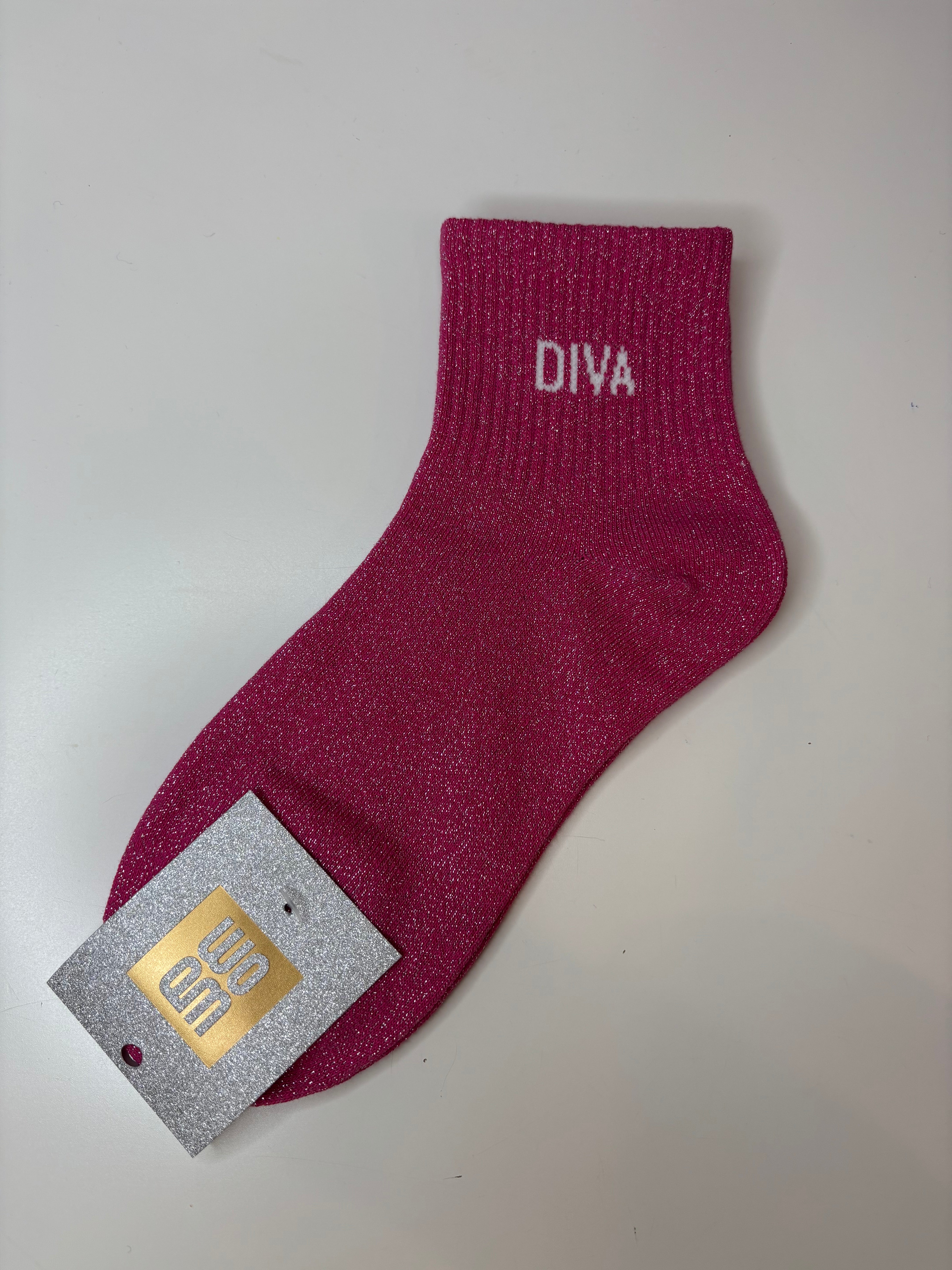 Chaussettes courtes à paillettes DIVA - fuschia