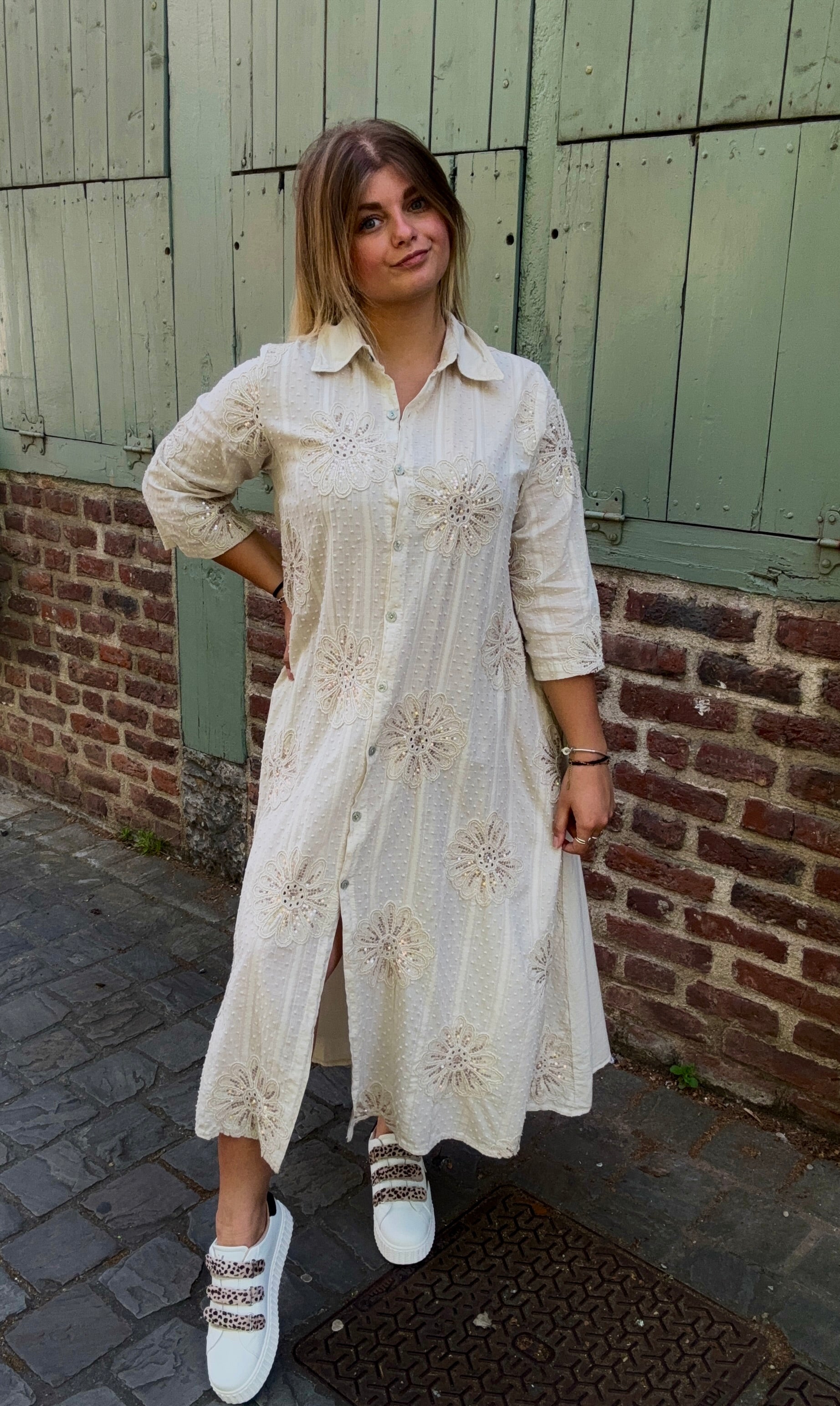 Robe longue beige
