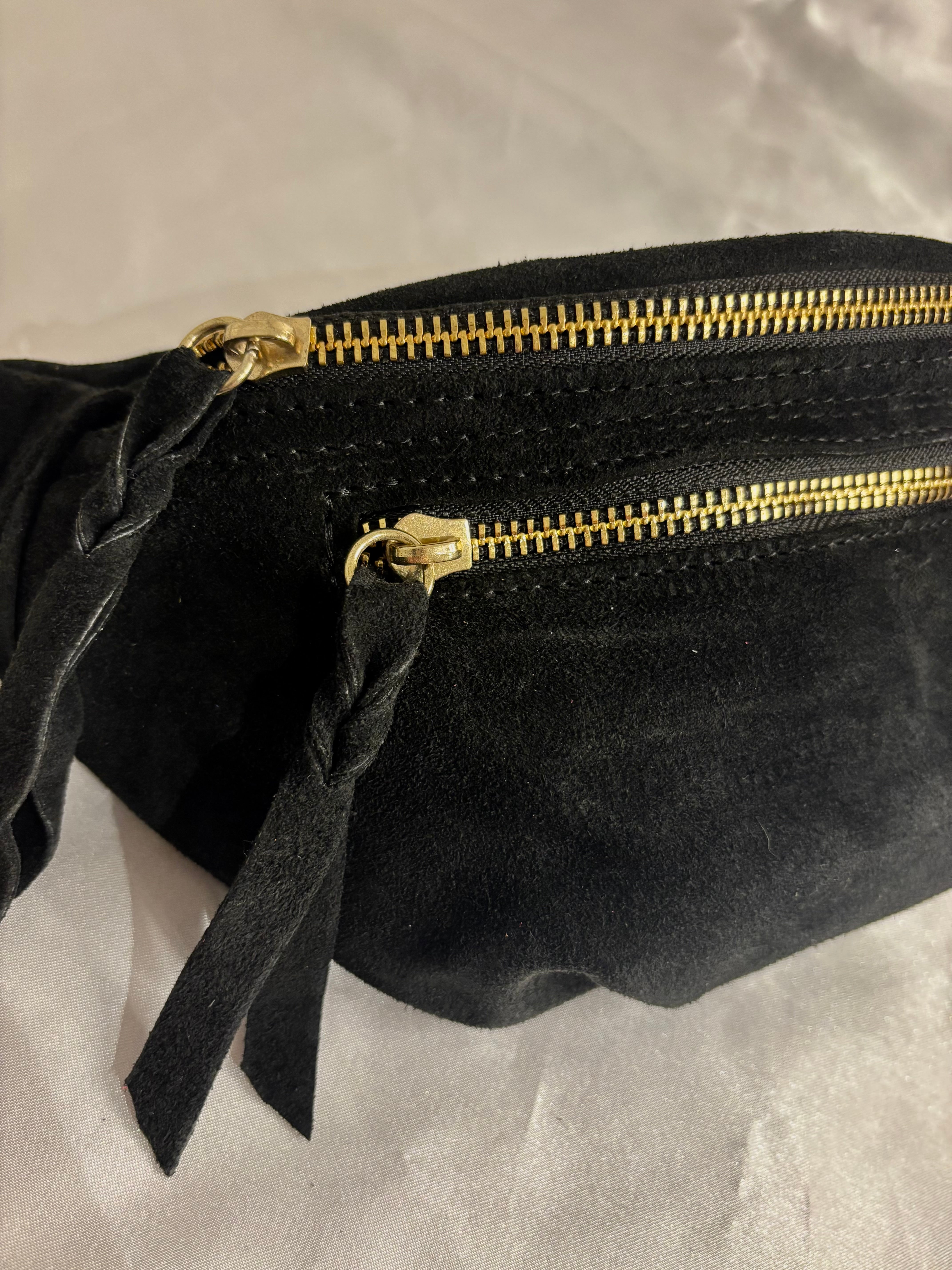 Sac banane noir daim