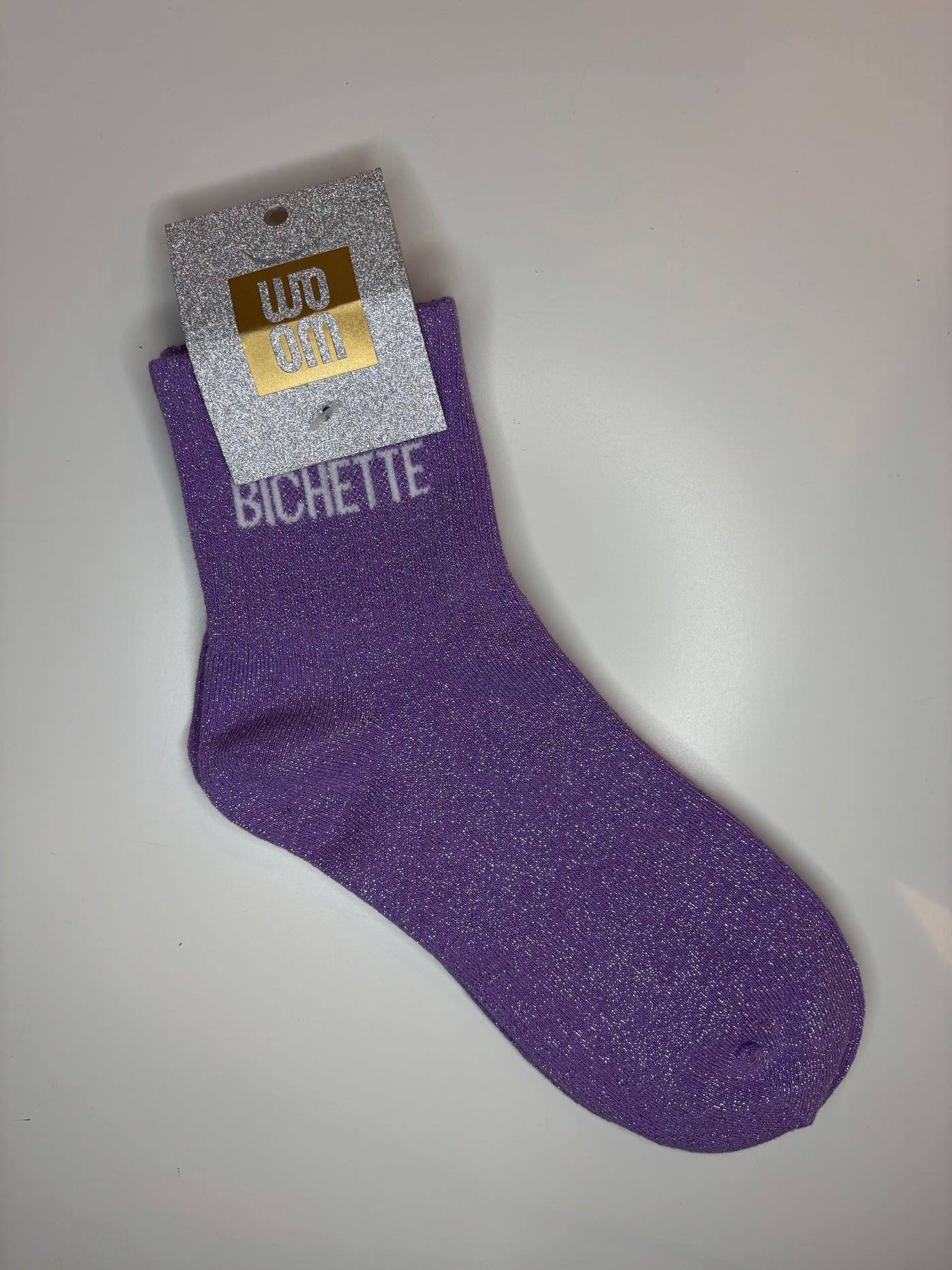 Chaussettes courtes à paillettes bichette - mauve