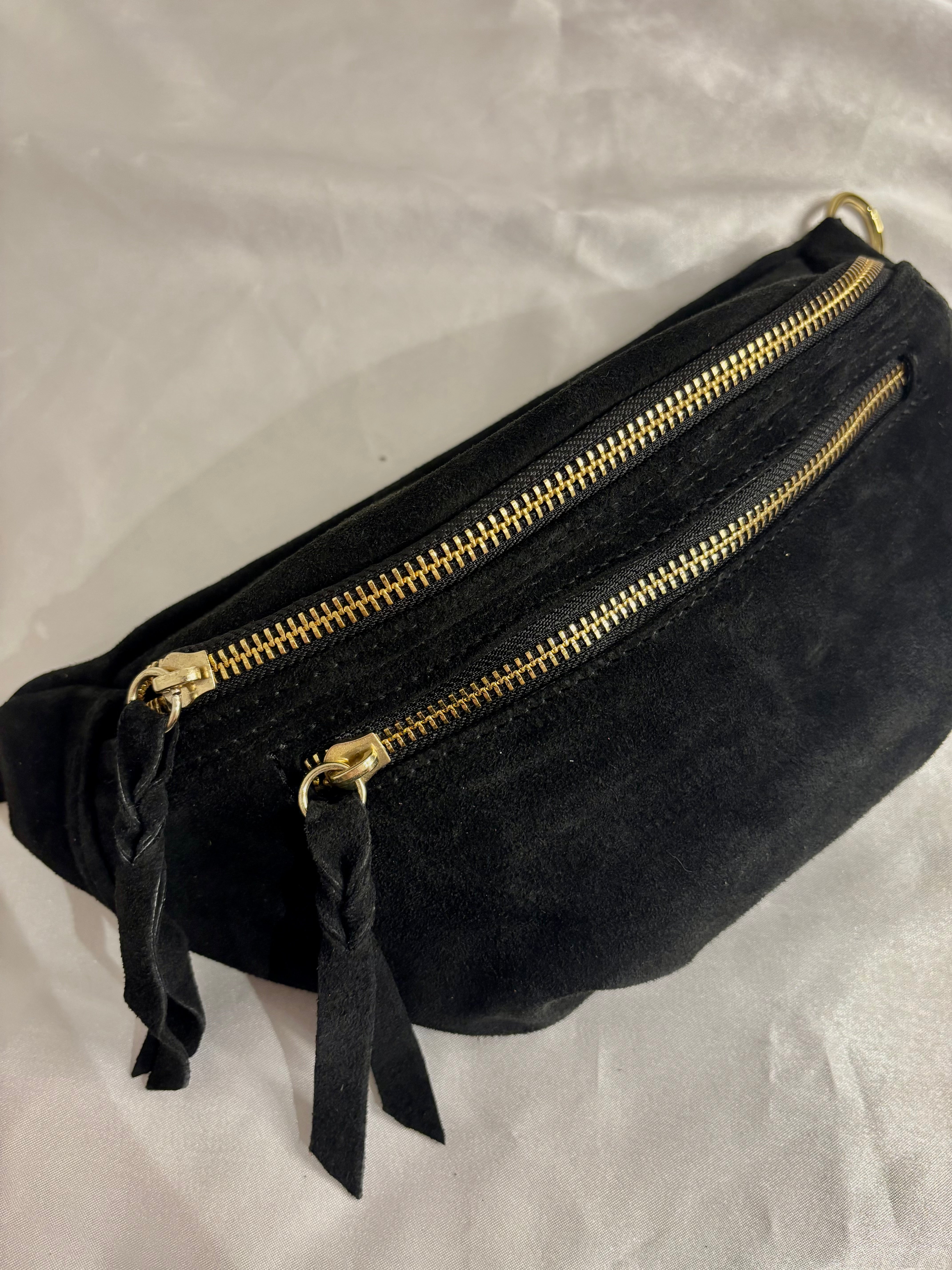 Sac banane noir daim