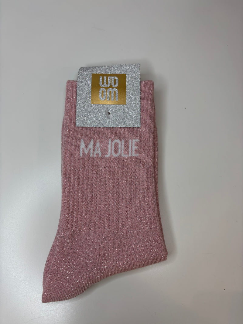 Chaussettes à paillettes MA JOLIE - rose