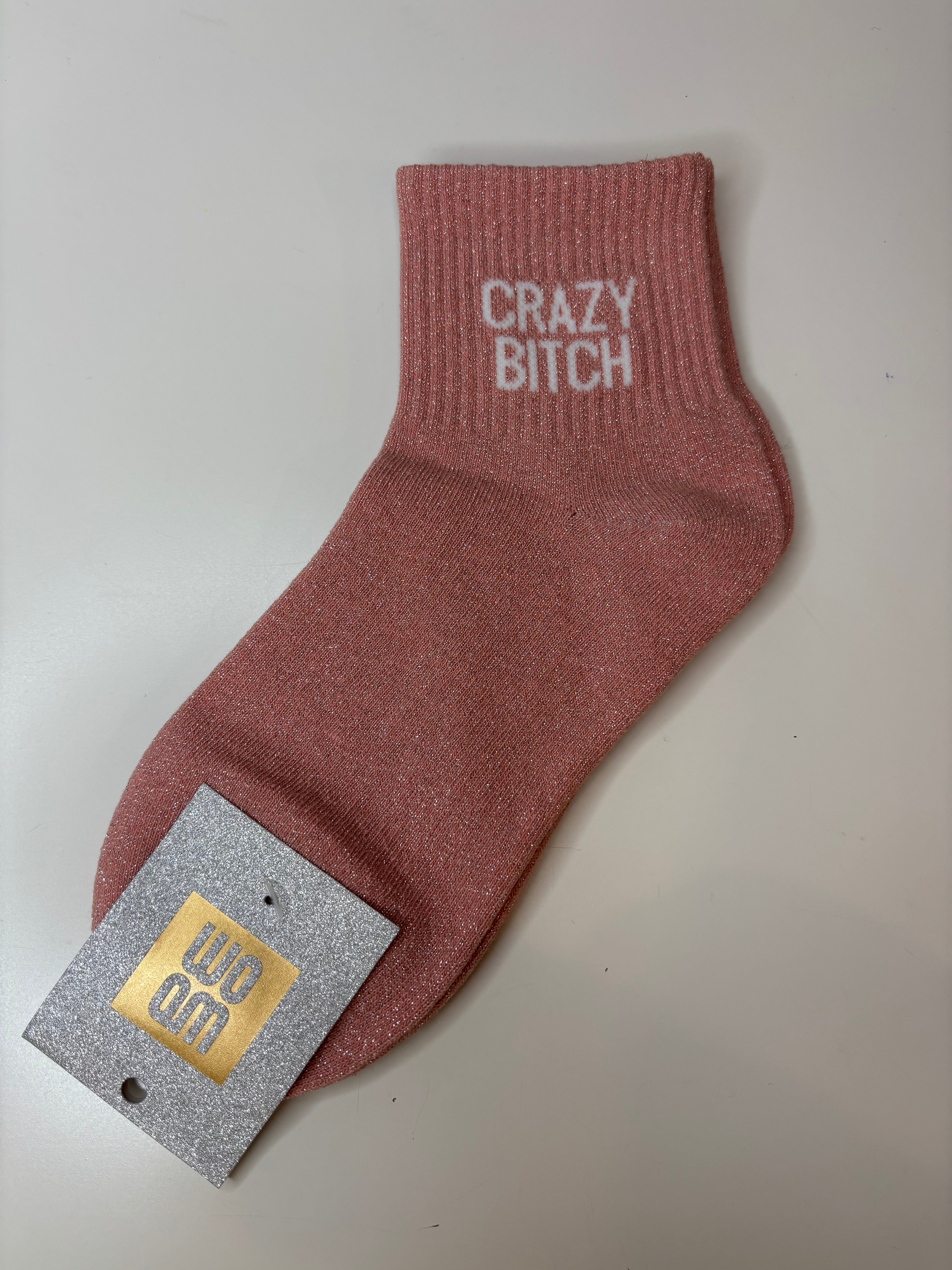 Chaussettes courtes à paillettes CRAZY BITCH - pêche