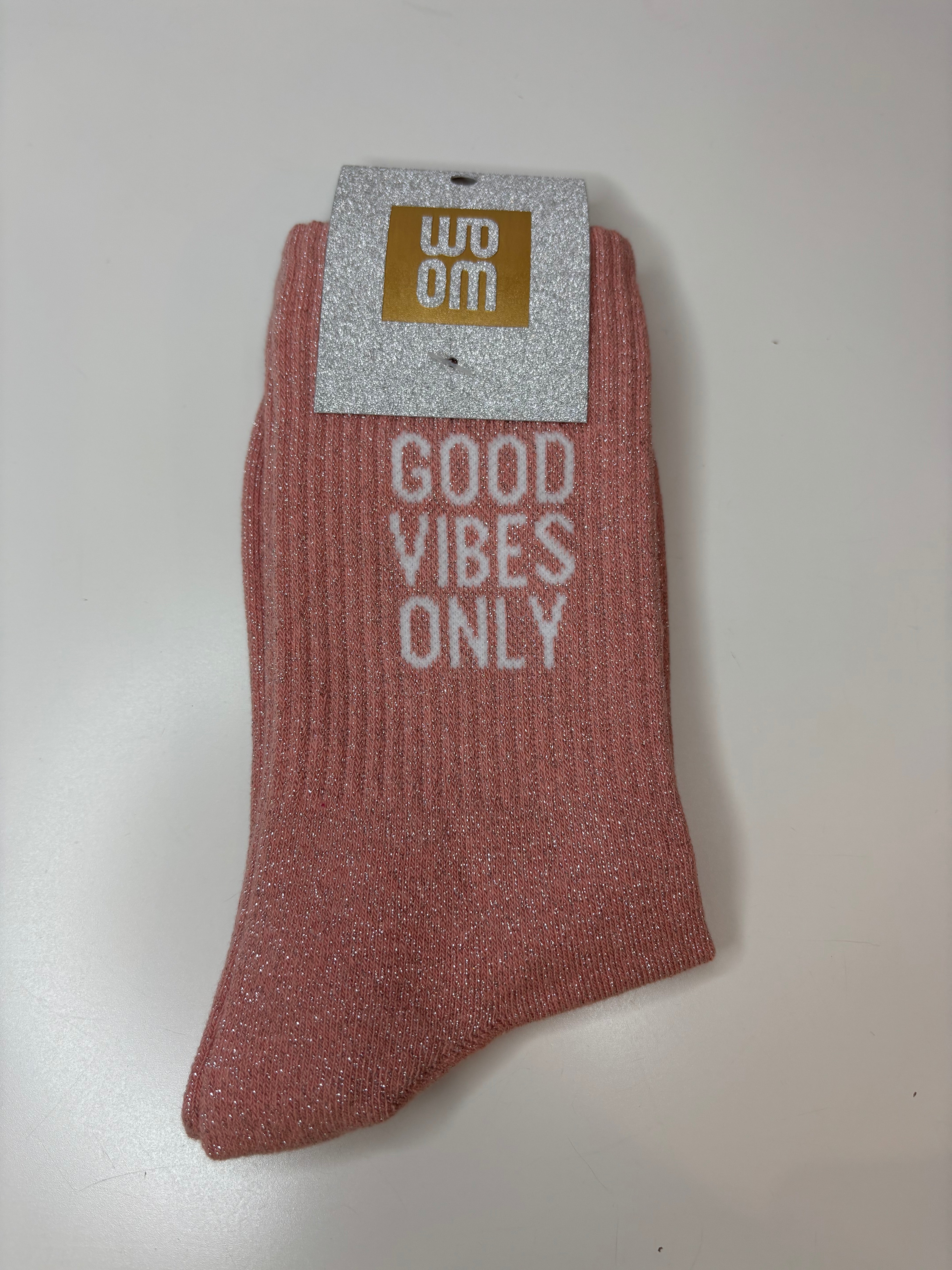 Chaussettes à paillettes GOOD VIBES - pêche