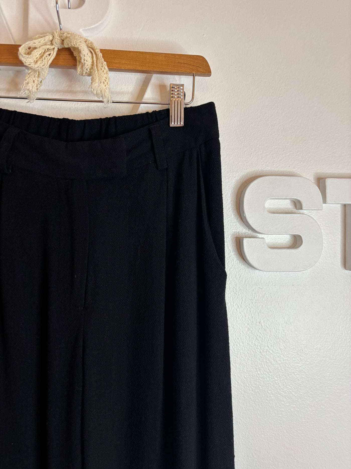 Pantalon noir lin mélangé