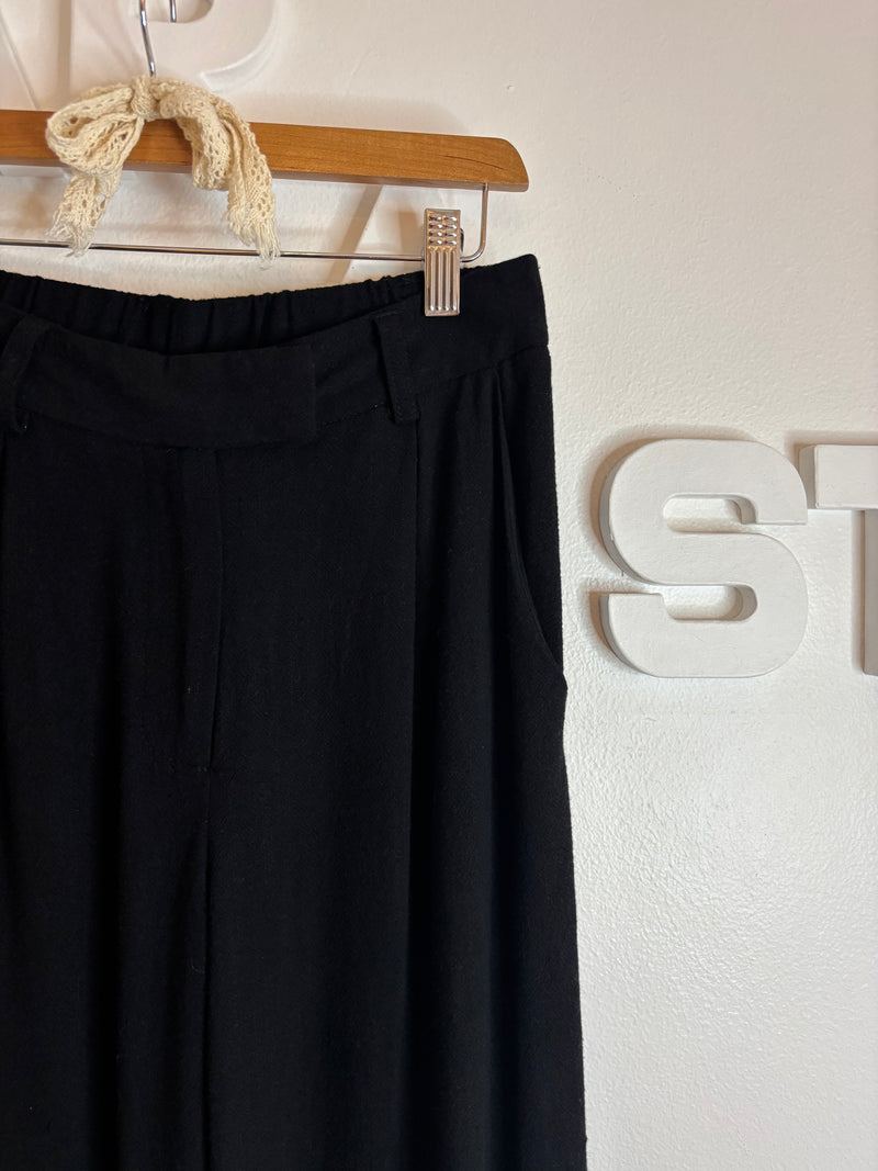 Pantalon noir lin mélangé