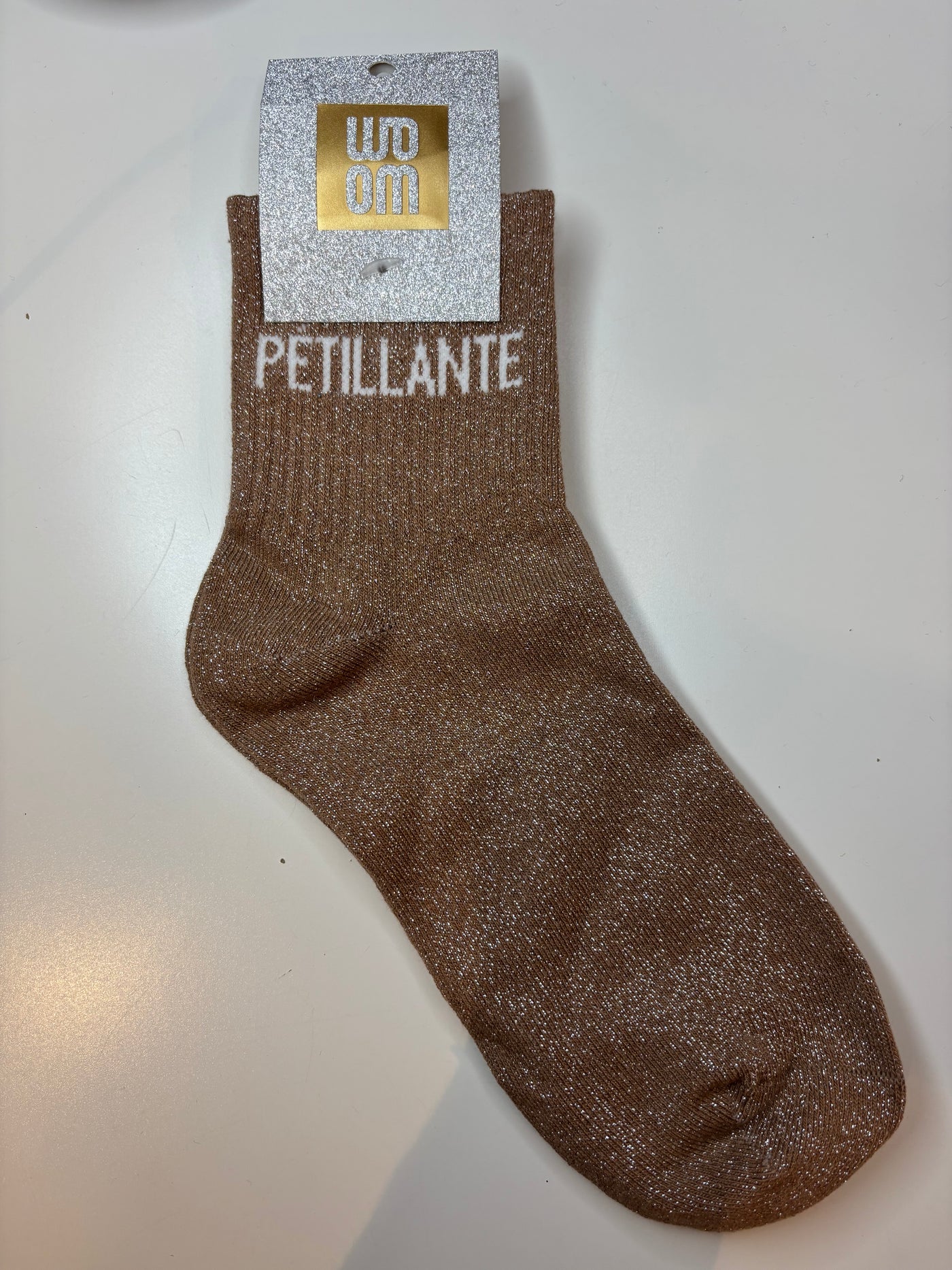 Chaussettes courtes à paillettes pétillante - taupe