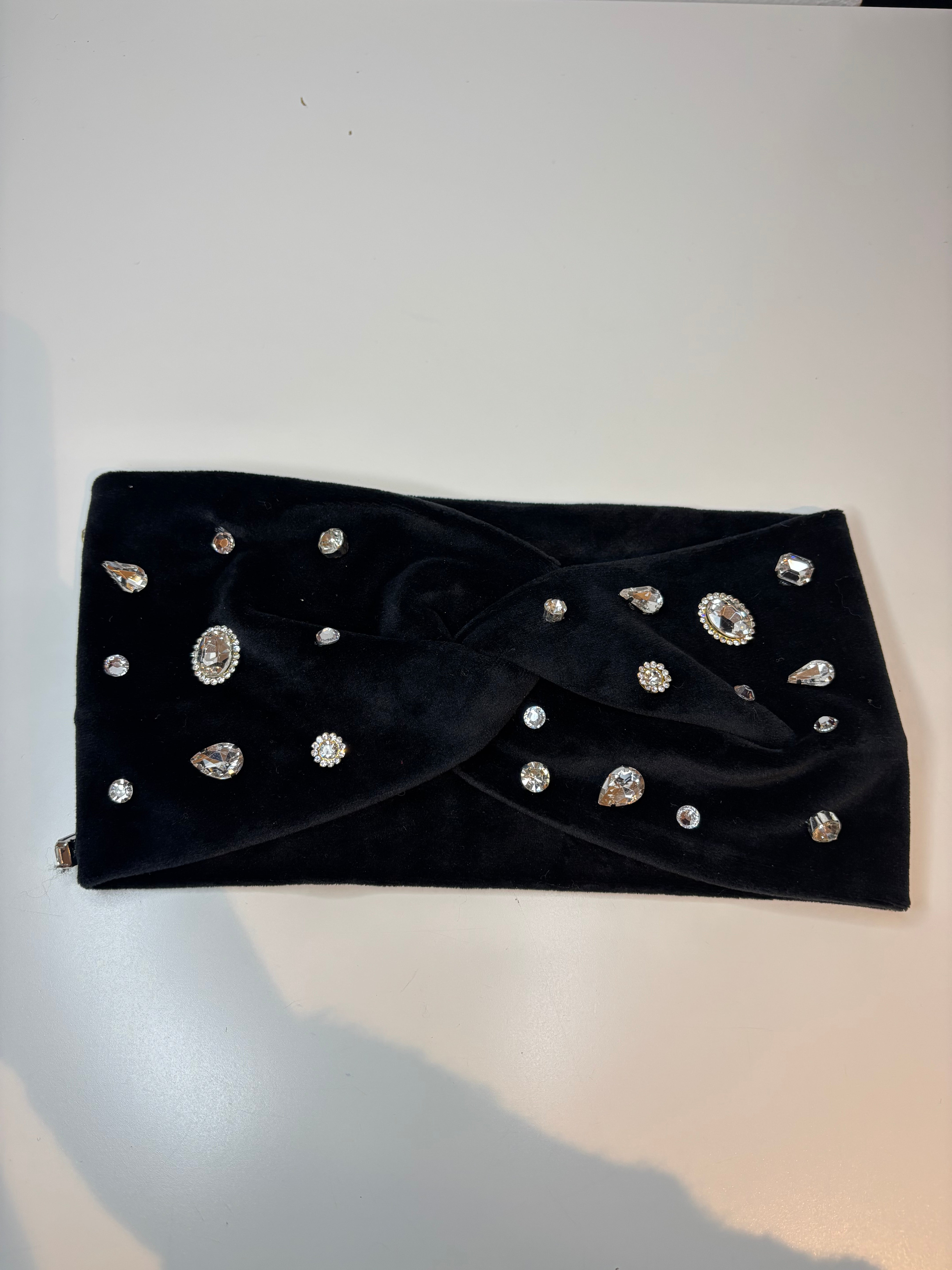 Headband noir à strass
