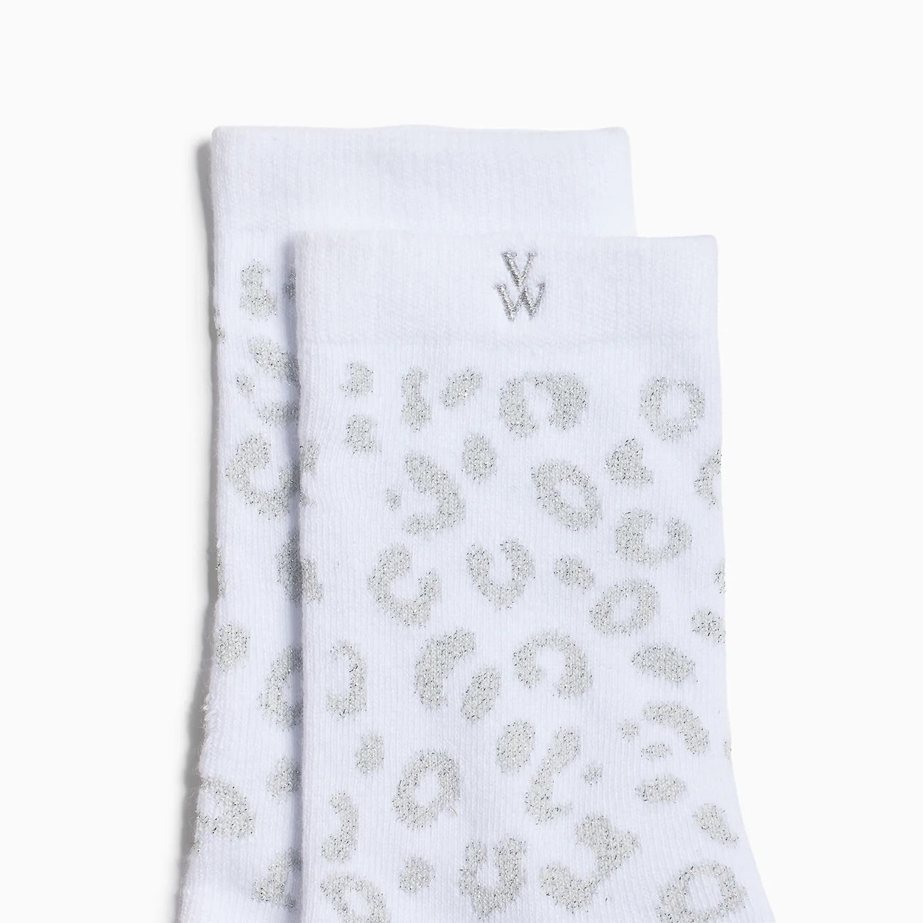 Chaussettes Tara blanc et léopard argent