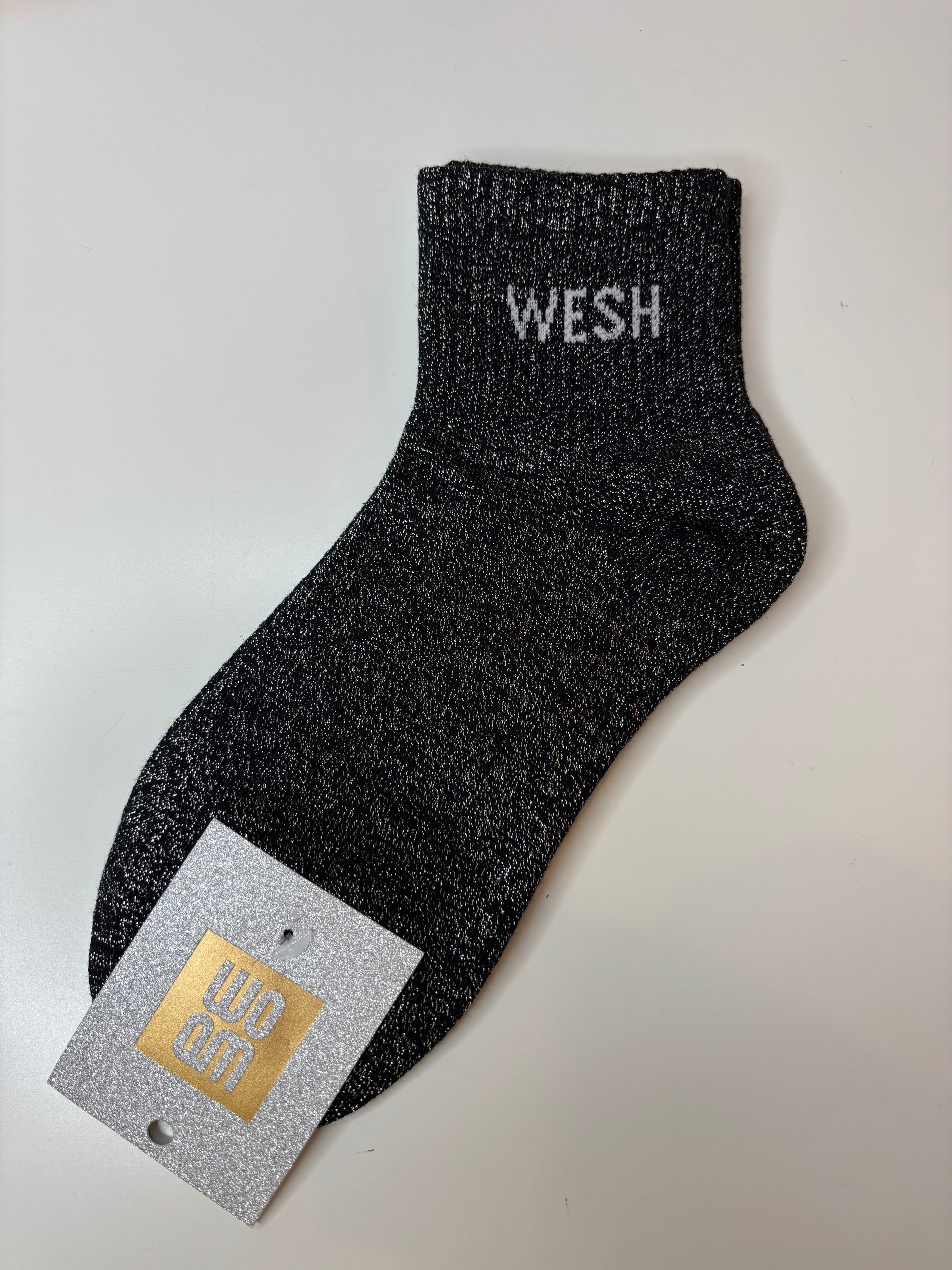 Chaussettes courtes à paillettes WESH - noir