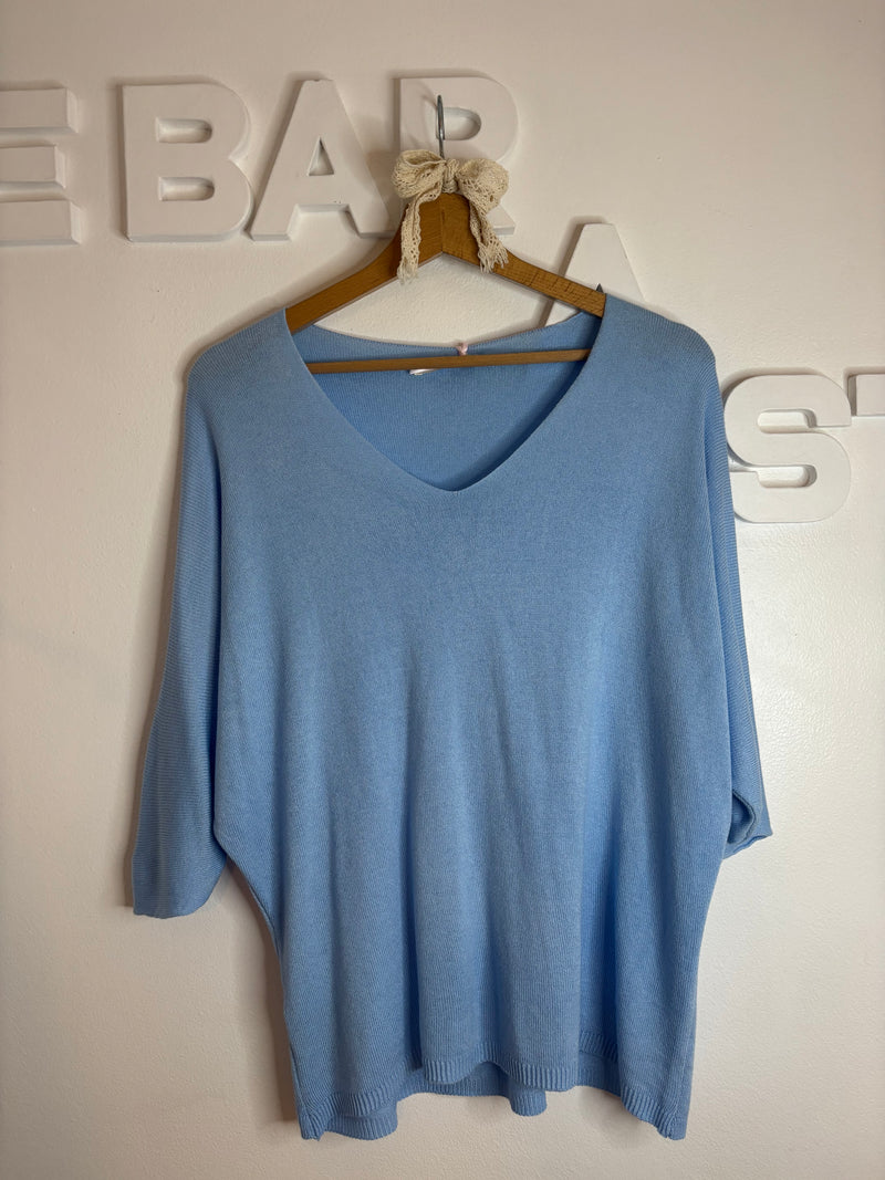 Pull fin bleu