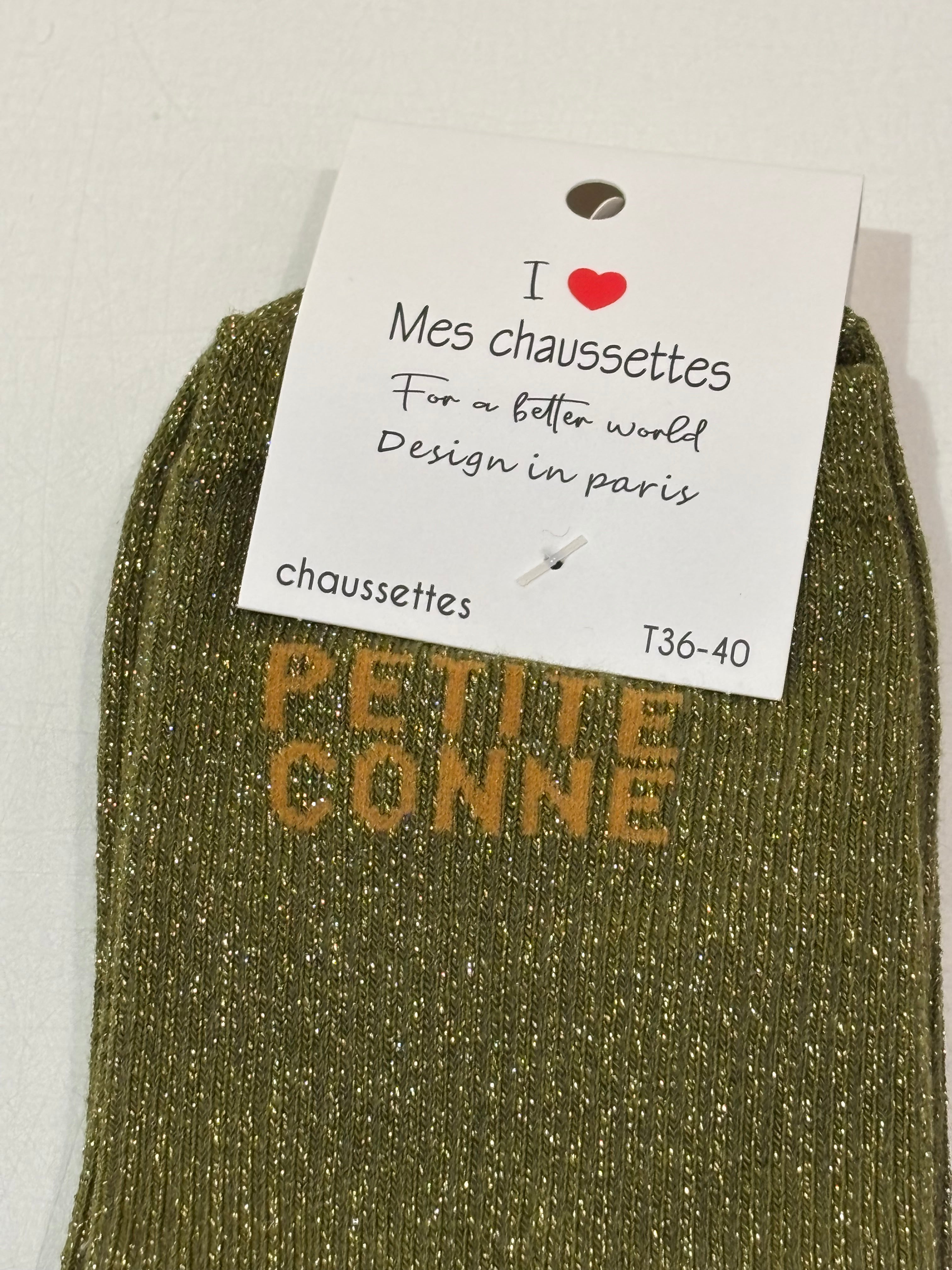 Chaussettes à paillettes vertes- Petite Conne