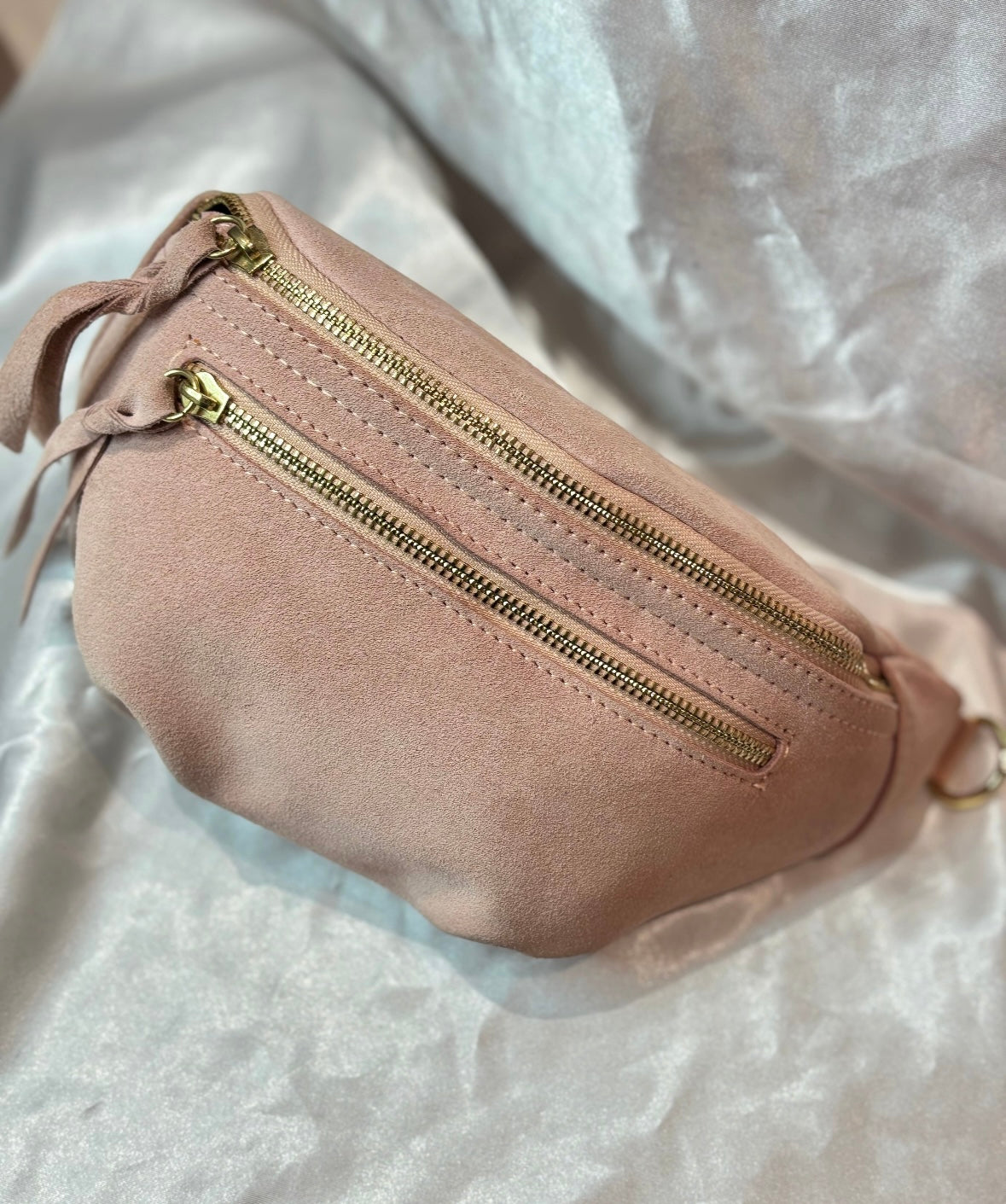 Sac banane rose daim