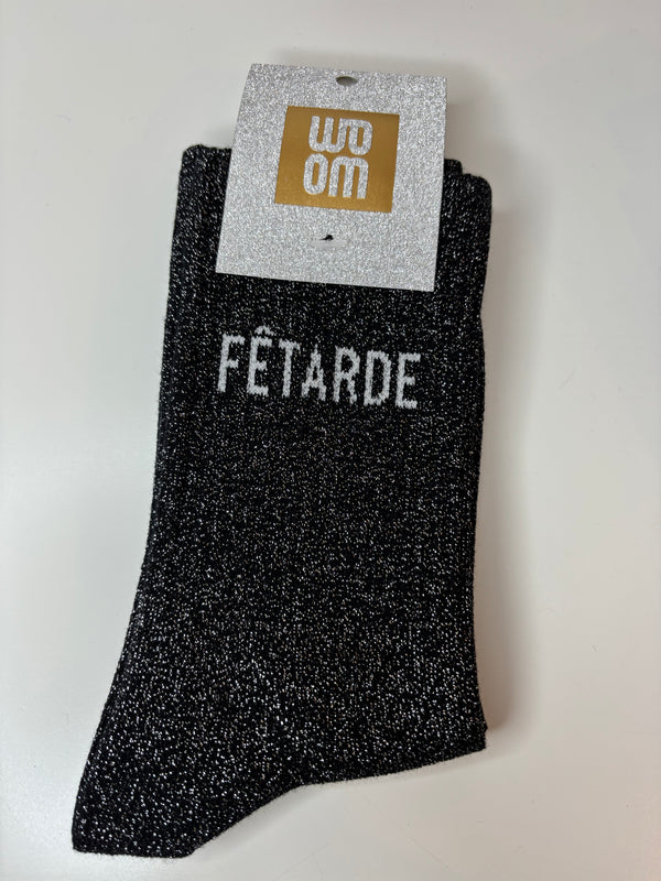 Chaussettes à paillettes noires - fêtarde
