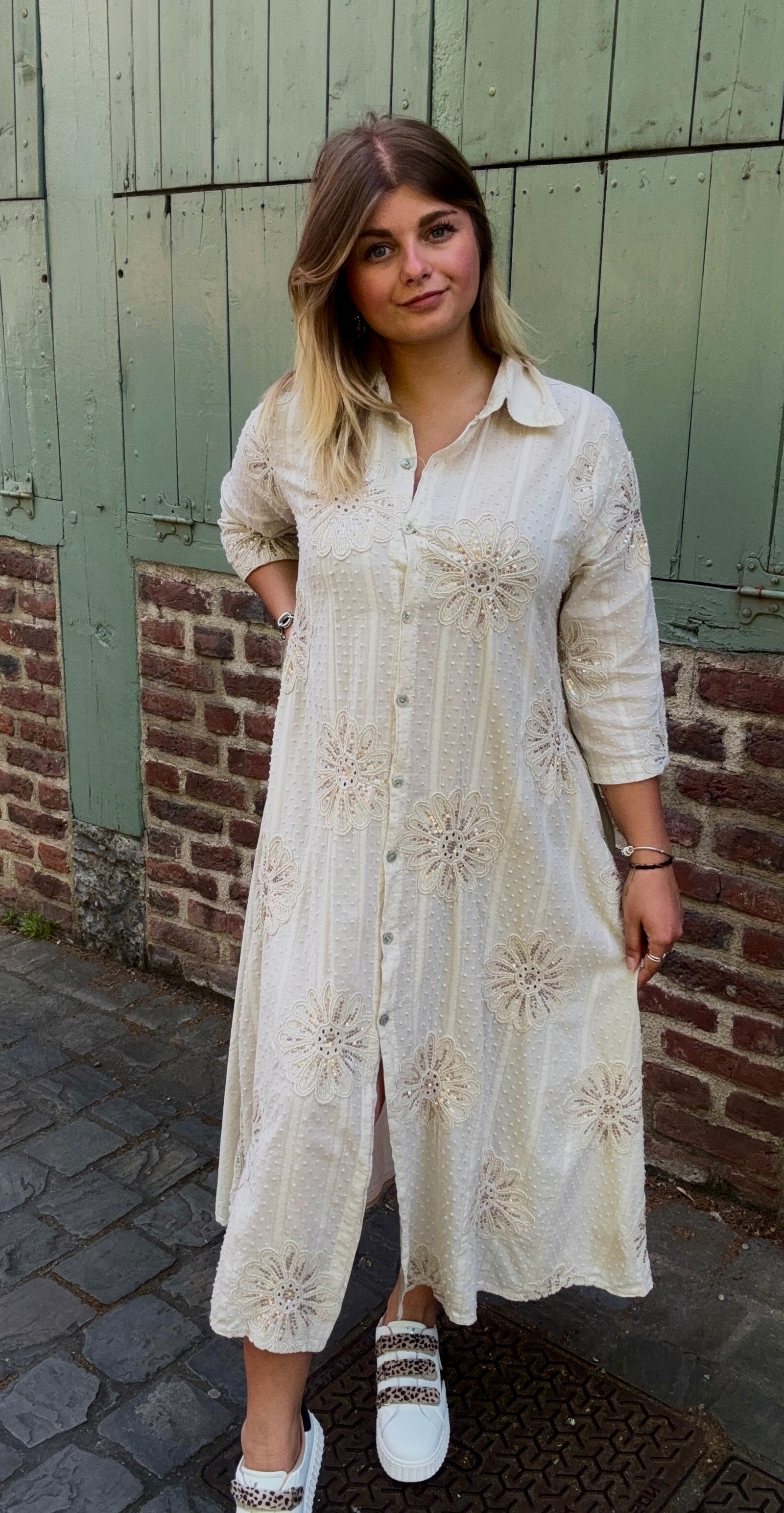 Robe longue beige