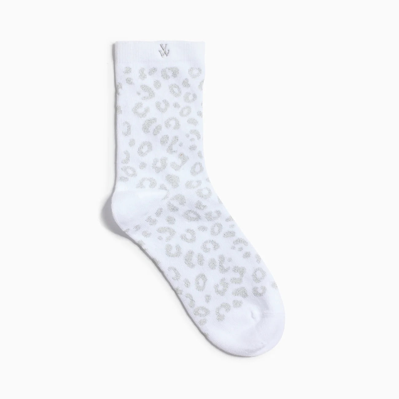 Chaussettes Tara blanc et léopard argent