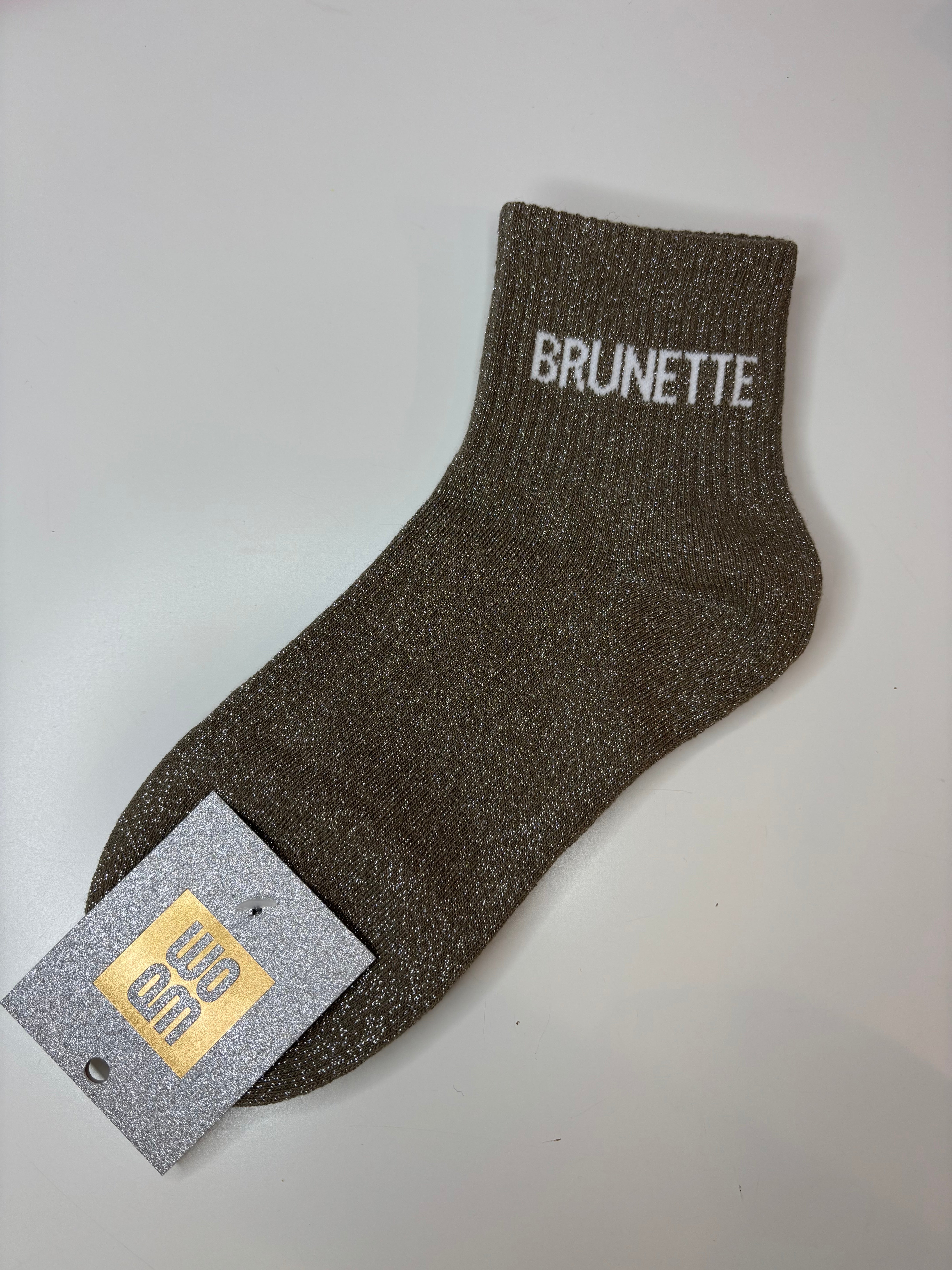 Chaussettes courtes à paillettes BRUNETTE - kaki