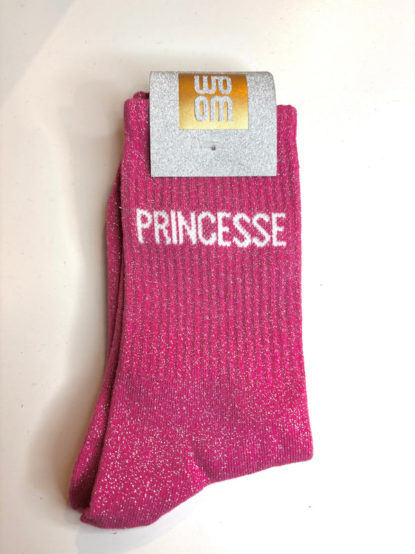 Chaussettes à paillettes princesse - fuschia