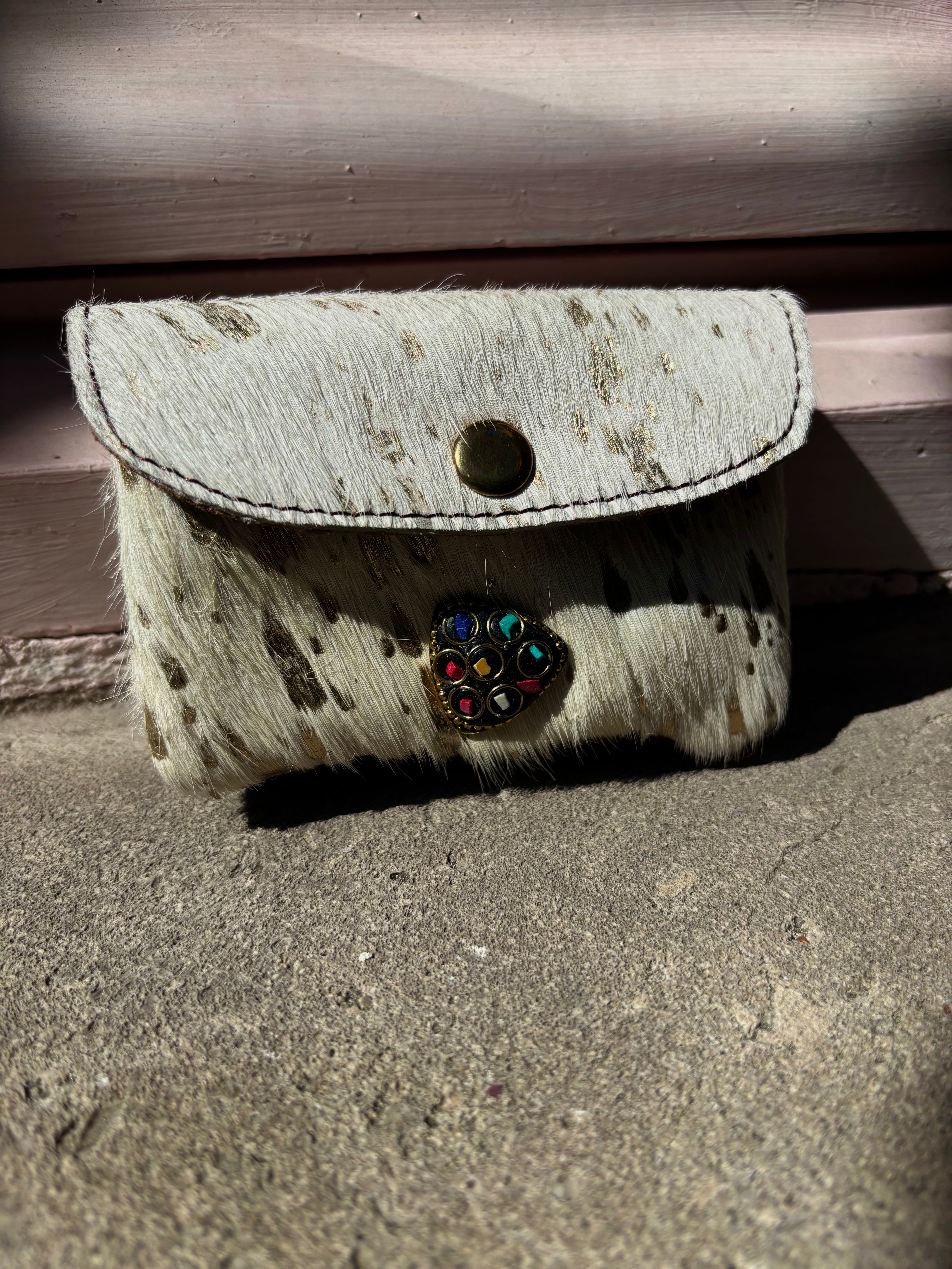 Porte cartes double poche à zip blanc
