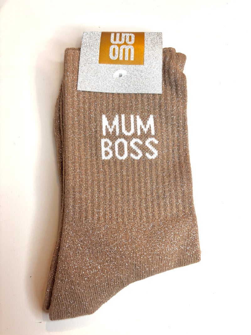 Chaussettes à paillettes Mum boss - taupe