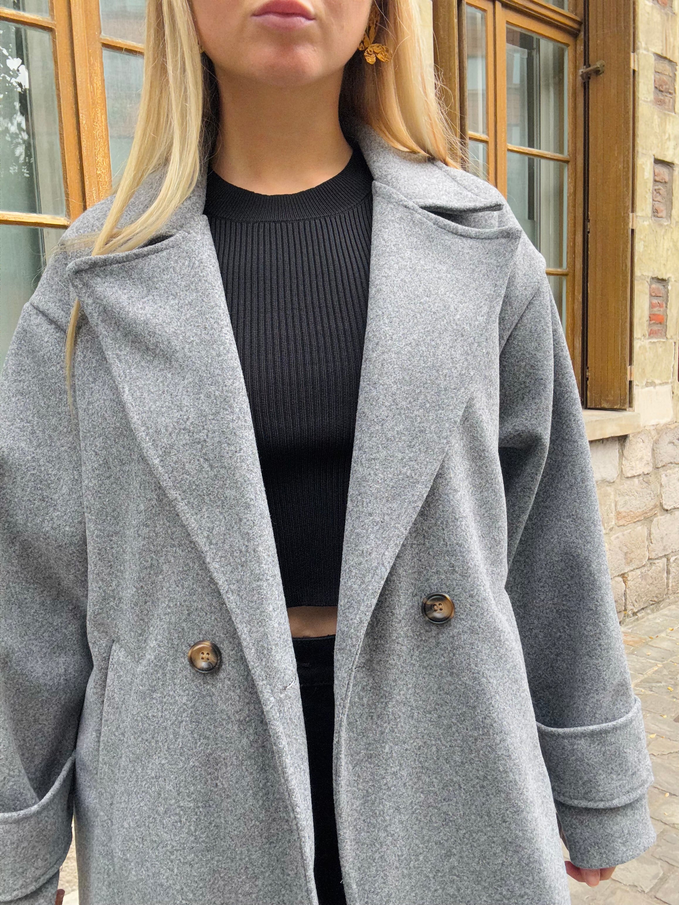 Manteau Gris Oversize